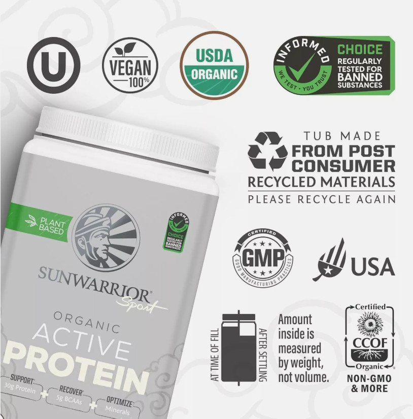 Sunwarrior Vegan Protein Powder USDA Organic Protein Powder Cake Batter flavor