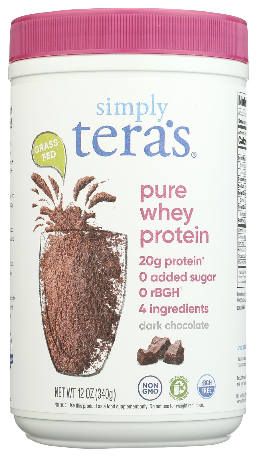 Simply Tera’S Dark Chocolate Whey Protein 12 Ounce Powder Oz 1 Pack