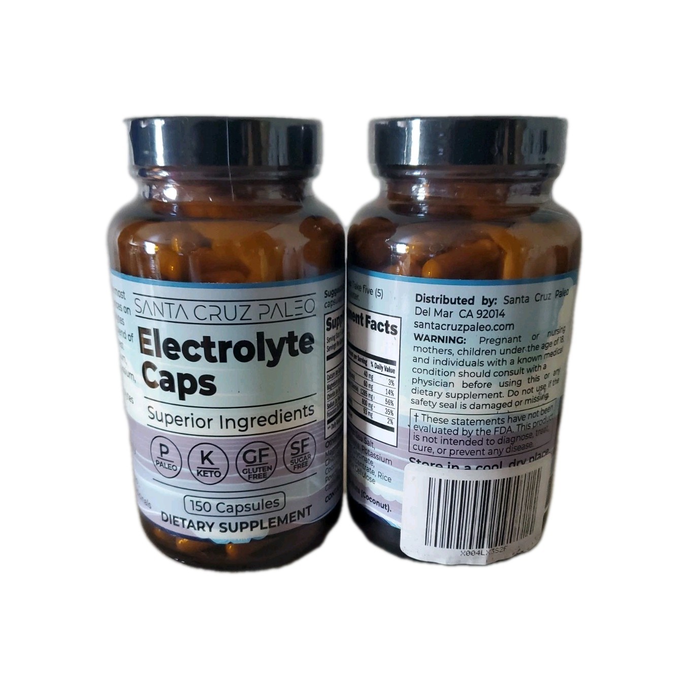Santa Cruz Electrolyte Capsules 150 Ct Hydration Support 4 Bottles Mg KCl Na Ca