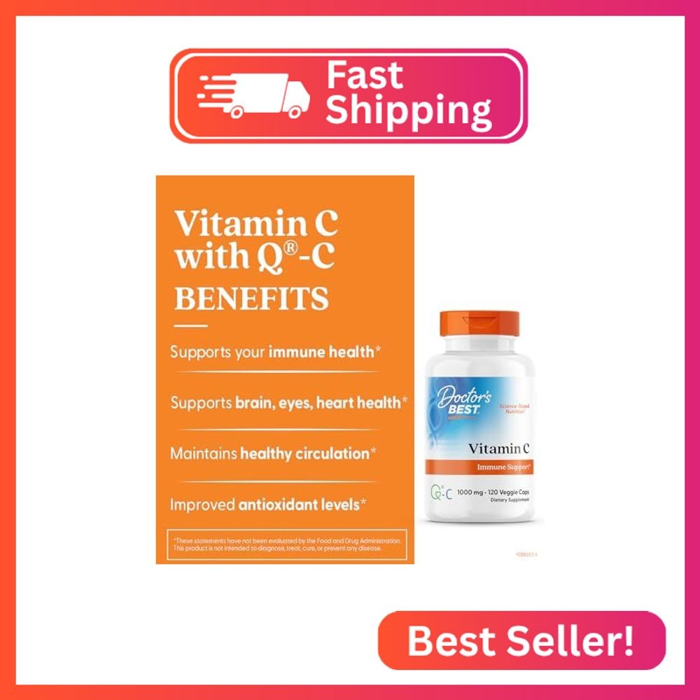 Doctor’s Best Vitamin C with Q-C – Vitamin C 1000mg Non-GMO, Vegan, Gluten Free,