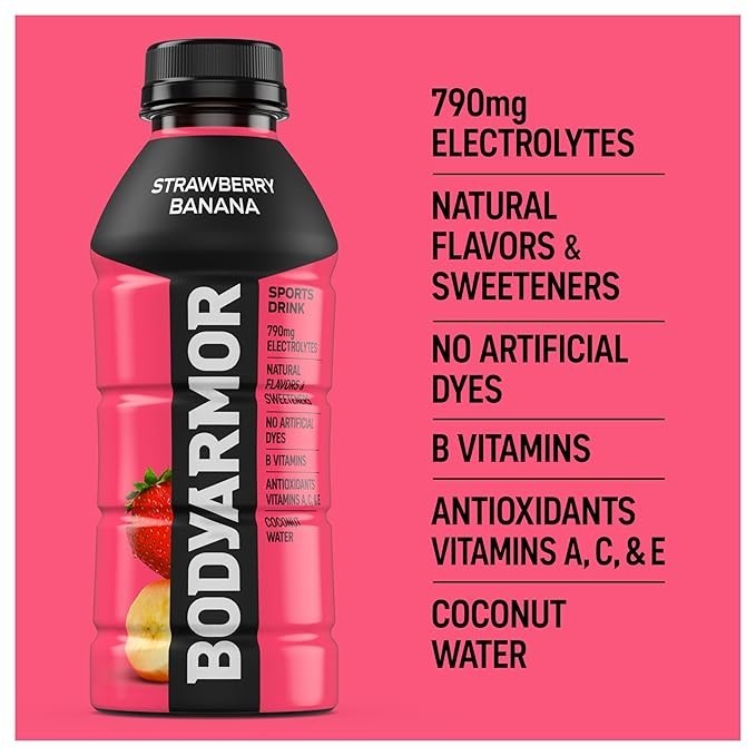 BODYARMOR Sports Drink Strawberry Banana Electrolyte Drink 16oz Bottles Pack of