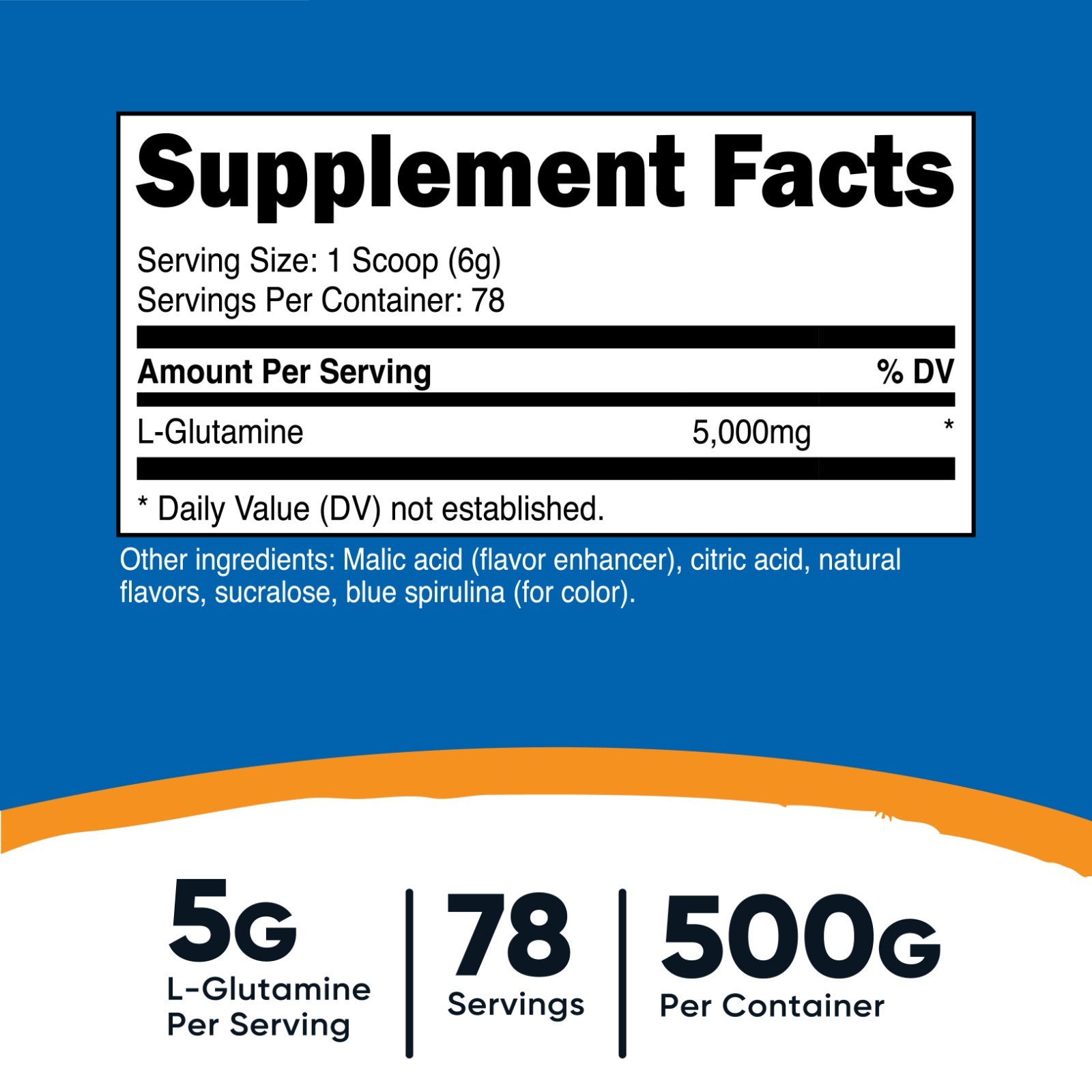 Nutricost L-Glutamine Powder (500G) (Blue Raspberry)