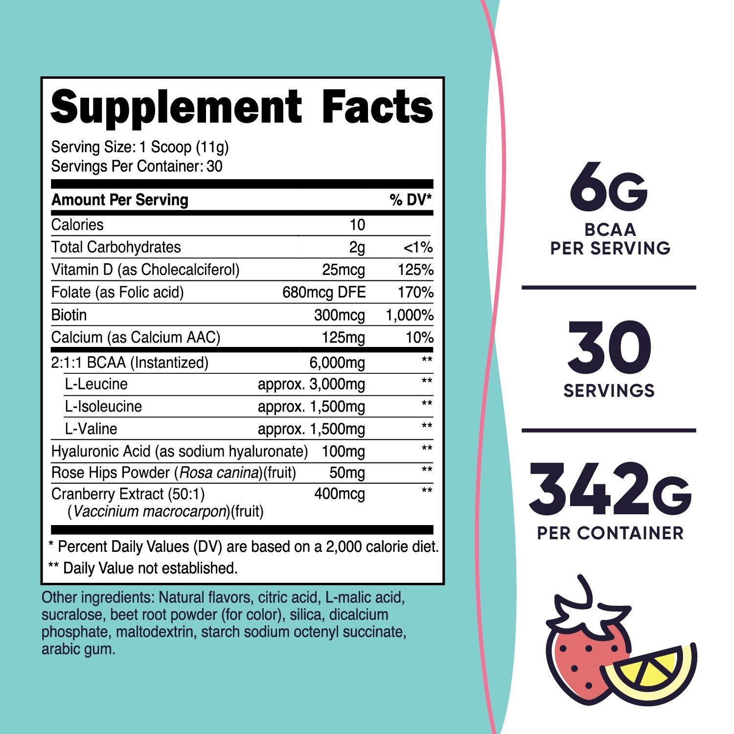 Nutricost BCAA for Women (Strawberry Lemonade) 30 Servings