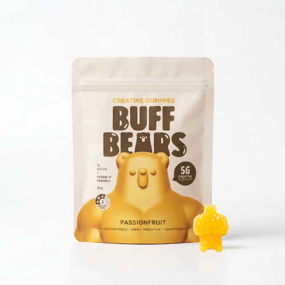 New Buff Bears Creatine Gummies Passionfruit 8 x 80g Packs