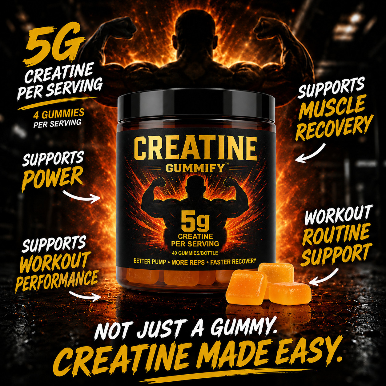 6 UNITS Creatine Gummies 5g creatine 40 gummies per bottle 2 month supply vegan