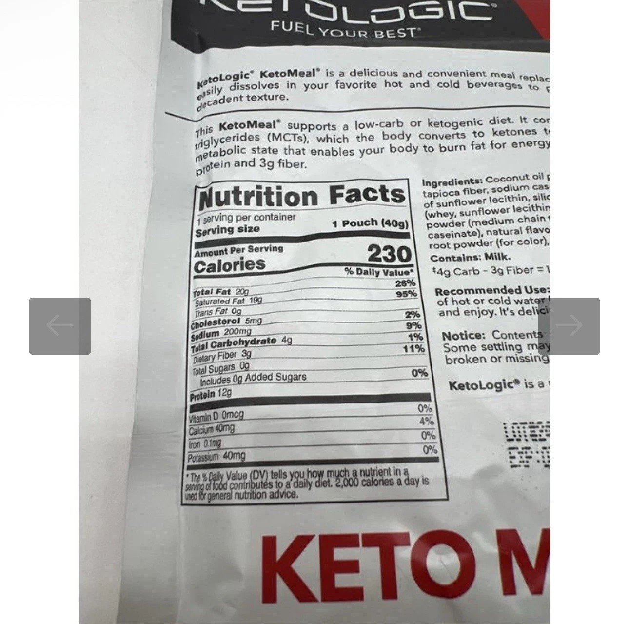 7 KetoLogic Keto Meal Packs W/ Shaker Cup Chocolate Strawberry Vanilla