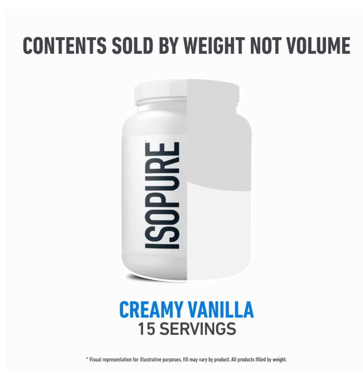 Isopure Zero Carb 100% Whey Protein Isolate Vanilla Protein Powder, 25g, 15 Serv