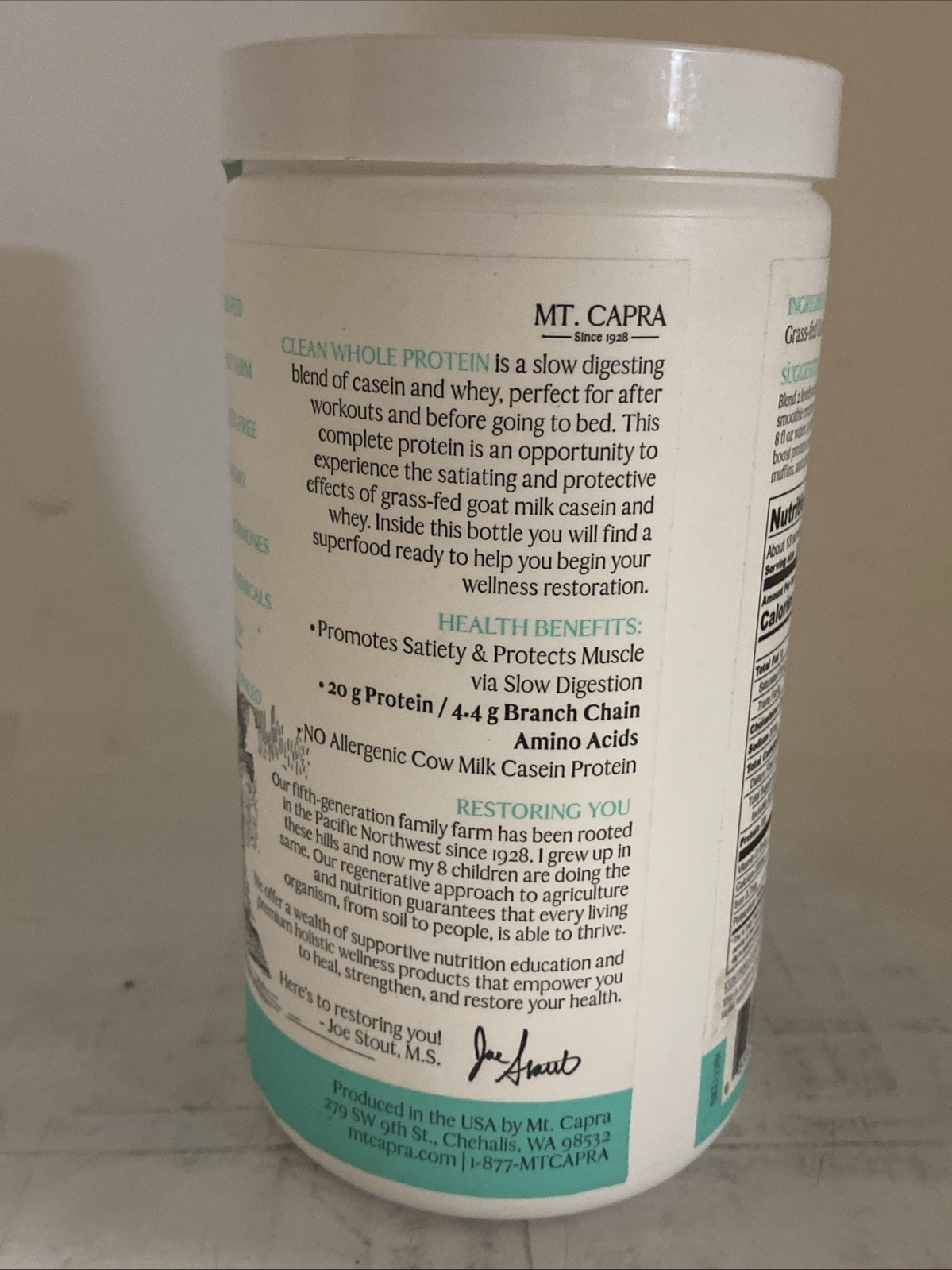 MT. CAPRA Clean Whole Protein, Unsweetened, 14.1 oz (400 g) 8/26