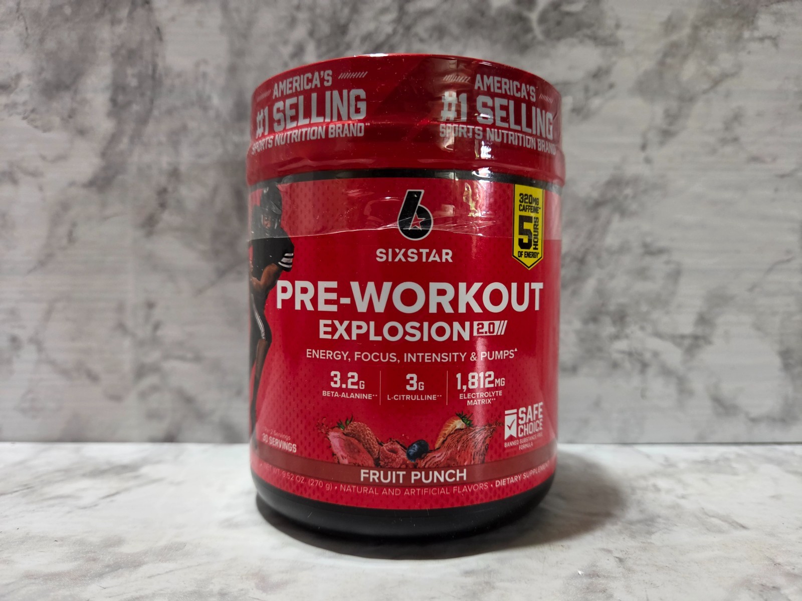 Six Star Pre-Workout Explosion 2.0 Fruit Punch 9.52 OZ OZ 7/2027