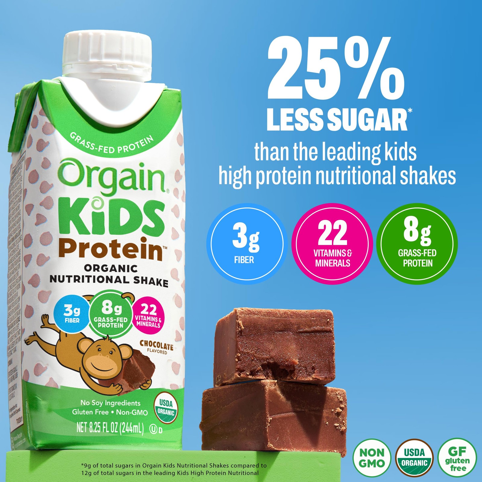 Orgain Organic Kids Protein Nutritional 8.25 Fl Oz (Pack of 4), Chocolate