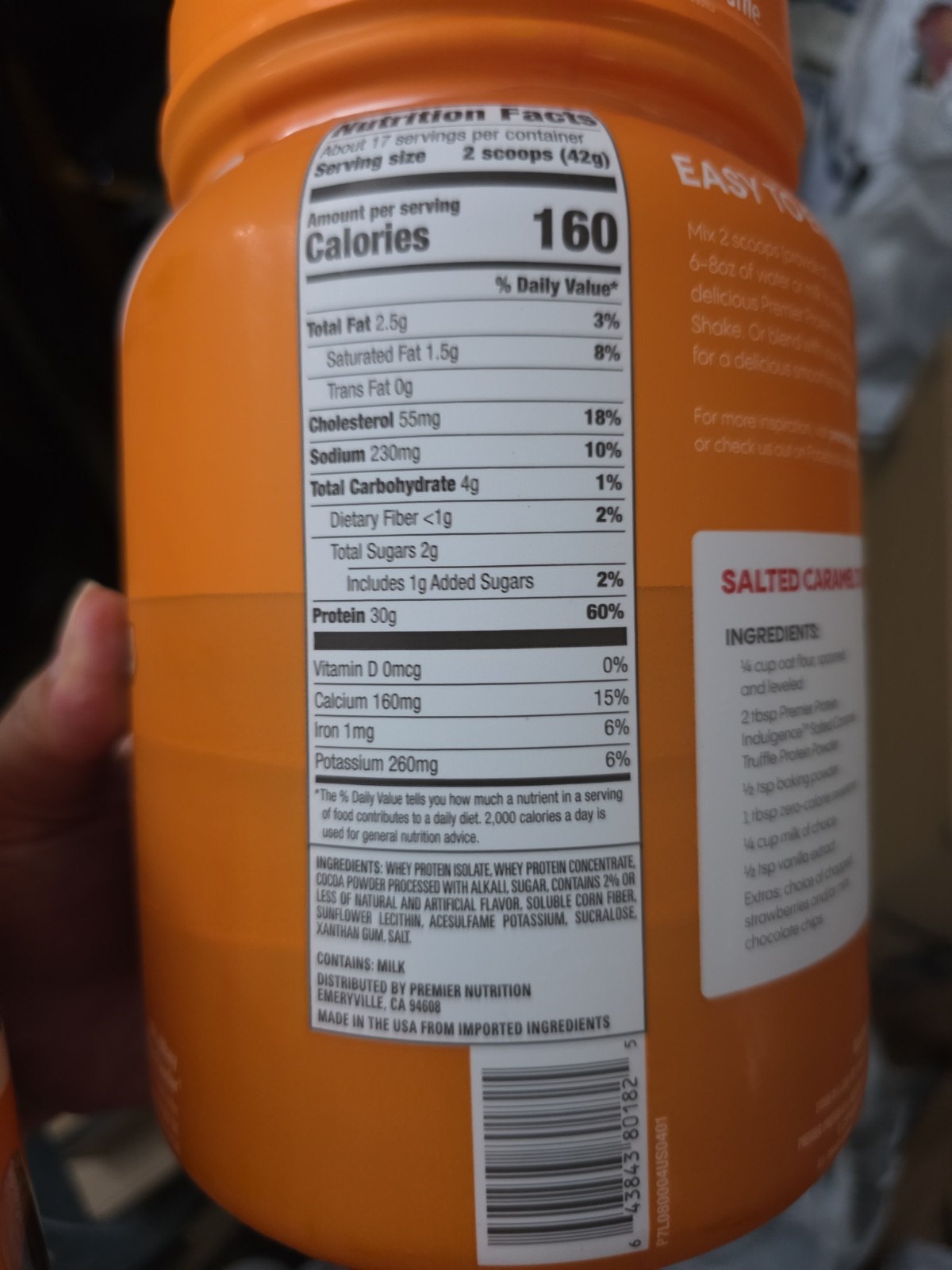 Premier Protein Indulgence Protein Powder, 30G Protein, 3G Sugar, Salted Caramel
