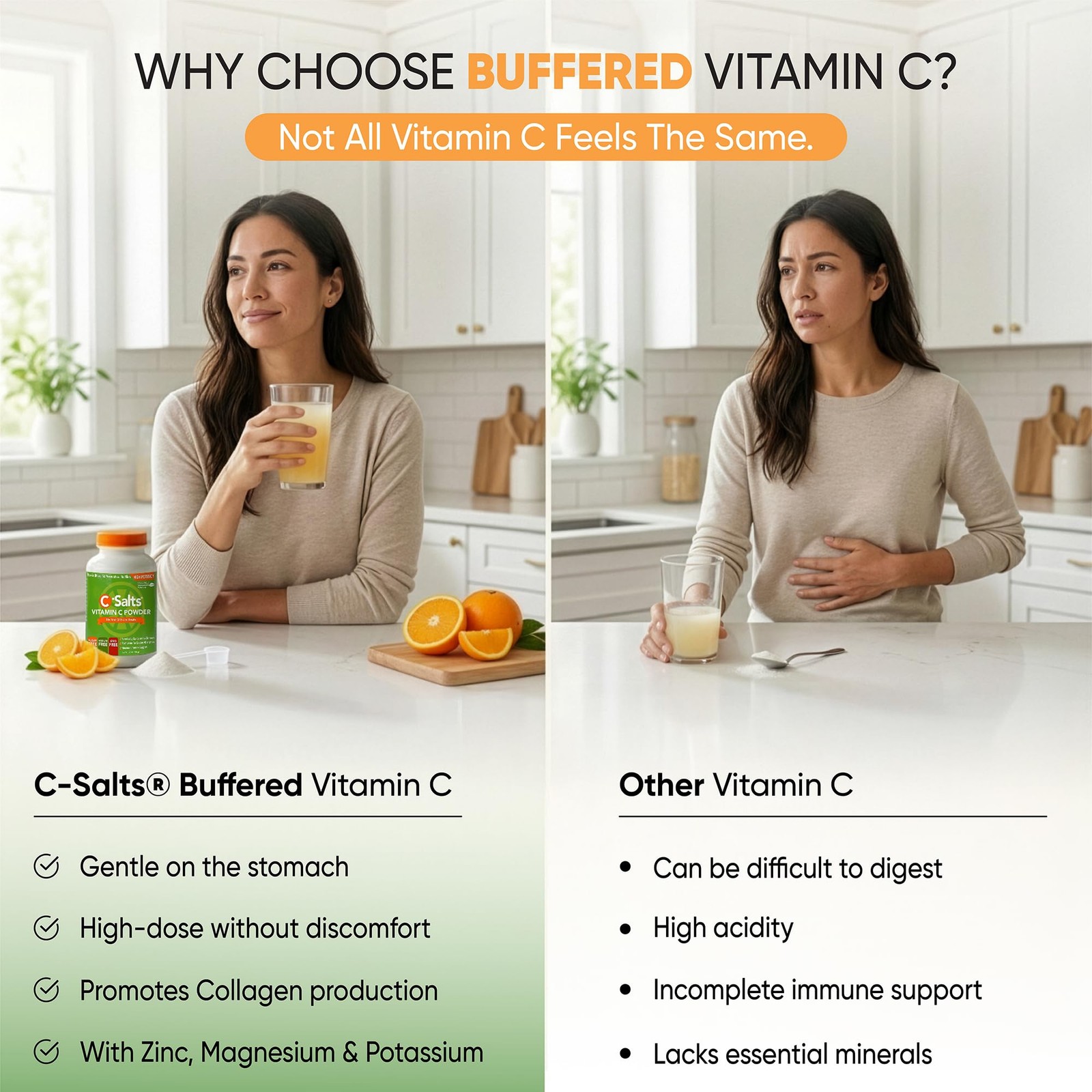 C-Salts Buffered Vitamin C Powder – Pure Organic, Stomach 8 Ounce (Pack of 1)