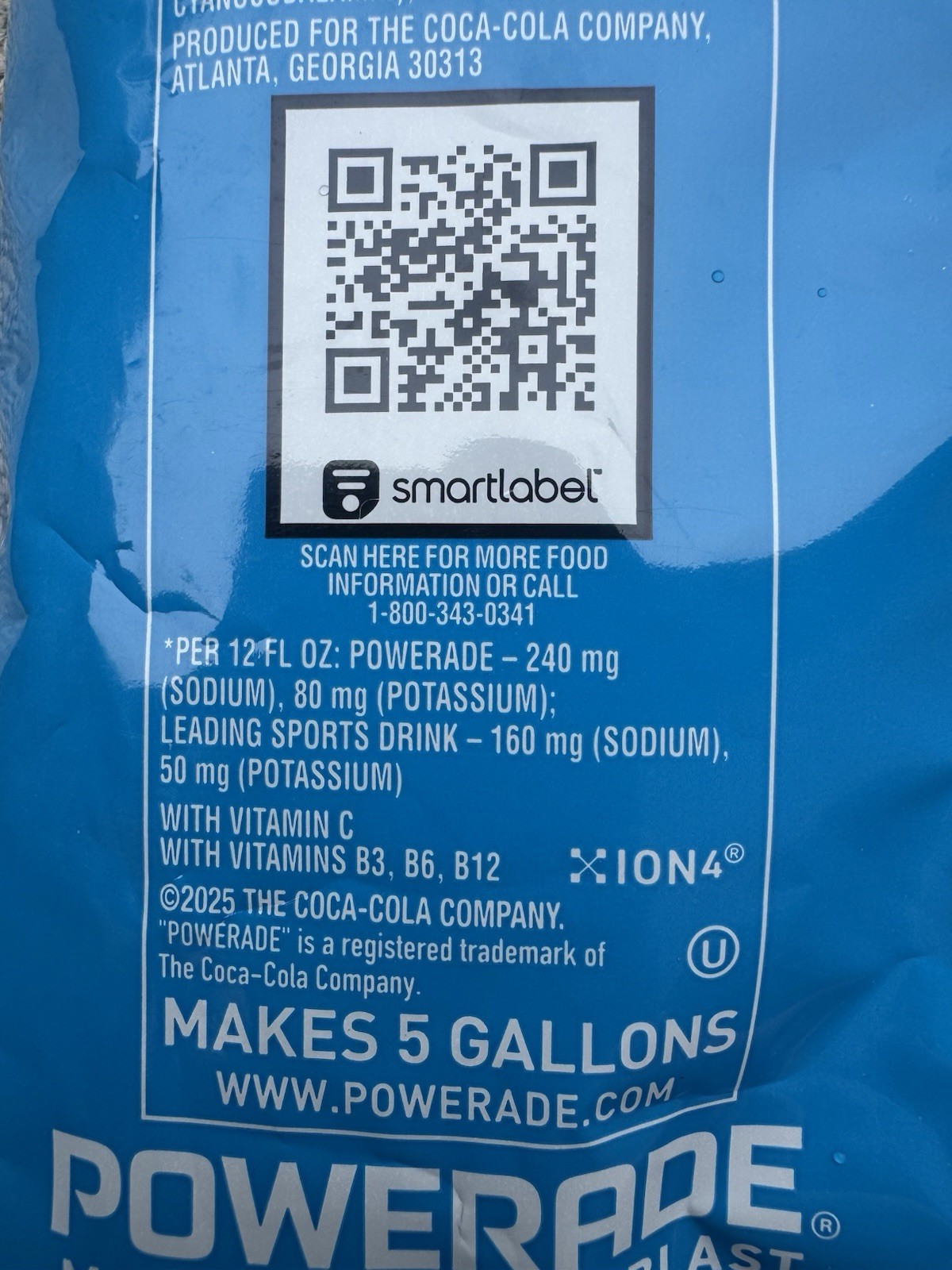POWERADE 5 GALLON ION4 ELECTROLYTE SPORTS DRINK MIX POWDER MOUNTAIN BERRY BLAST!