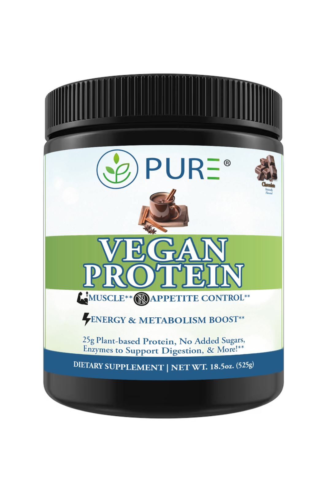 PURE Sport Vegan Protein Powder (25g Plant-Based Protein,15 servings,3 Flavors!)