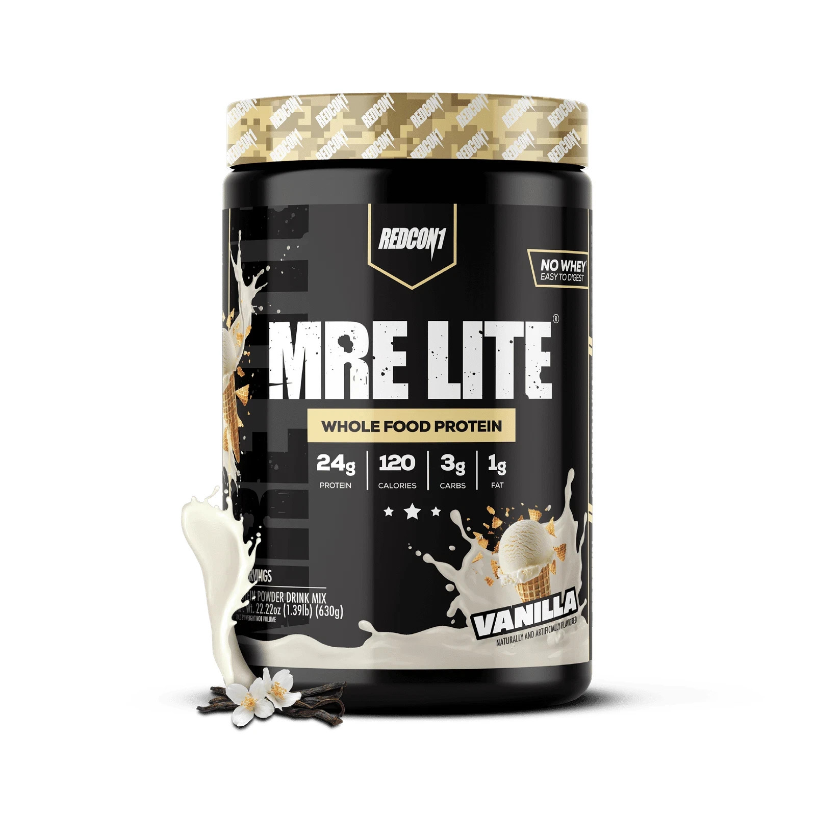 REDCON1 MRE Lite Whole Food Protein Powder, Vanilla Milkshake, Whey & Lactose