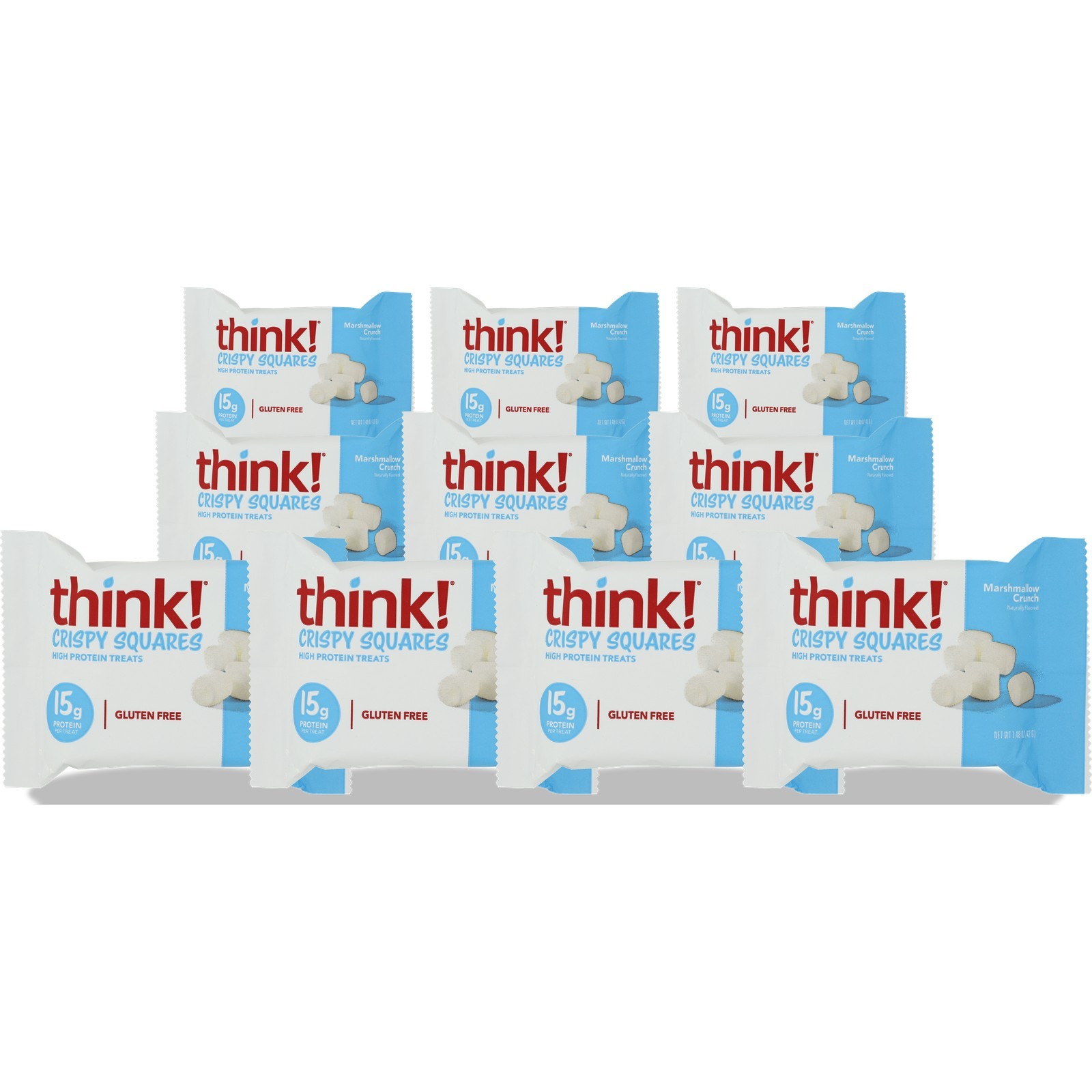 Think Marshmallow Crunch Crispy Squares Protein Snack 15G 10 Pack