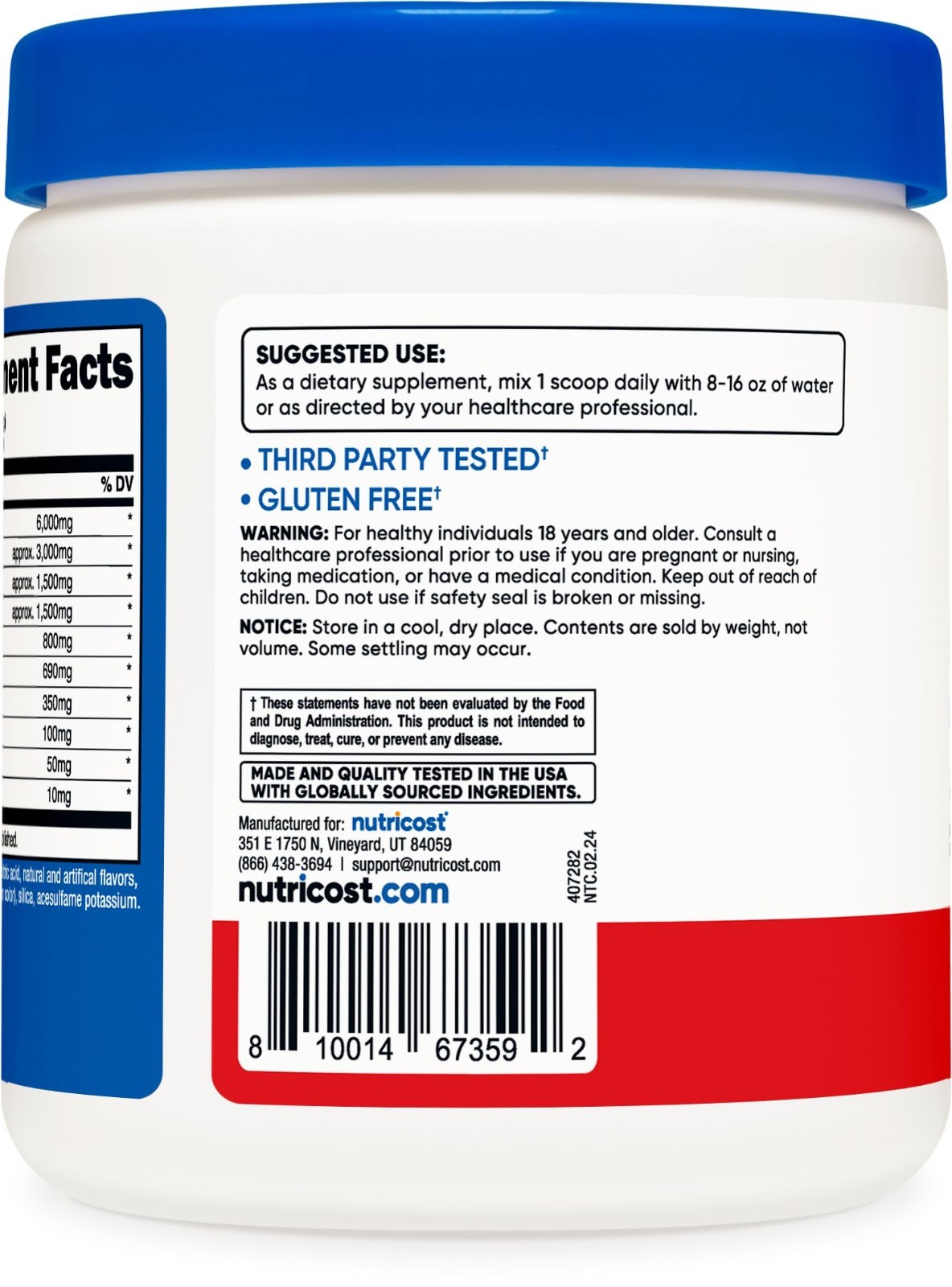 Essential Amino Acids EAA Powder – 30 Servings Fruit Punch, Non-GMO, Gluten Free