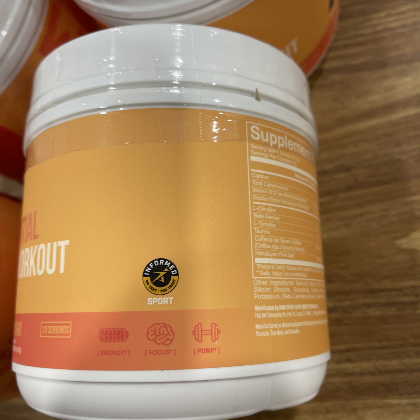 (2) RAW Essential Pre Workout Powder Peach Mango 30 Servings/423g X 2 Packs
