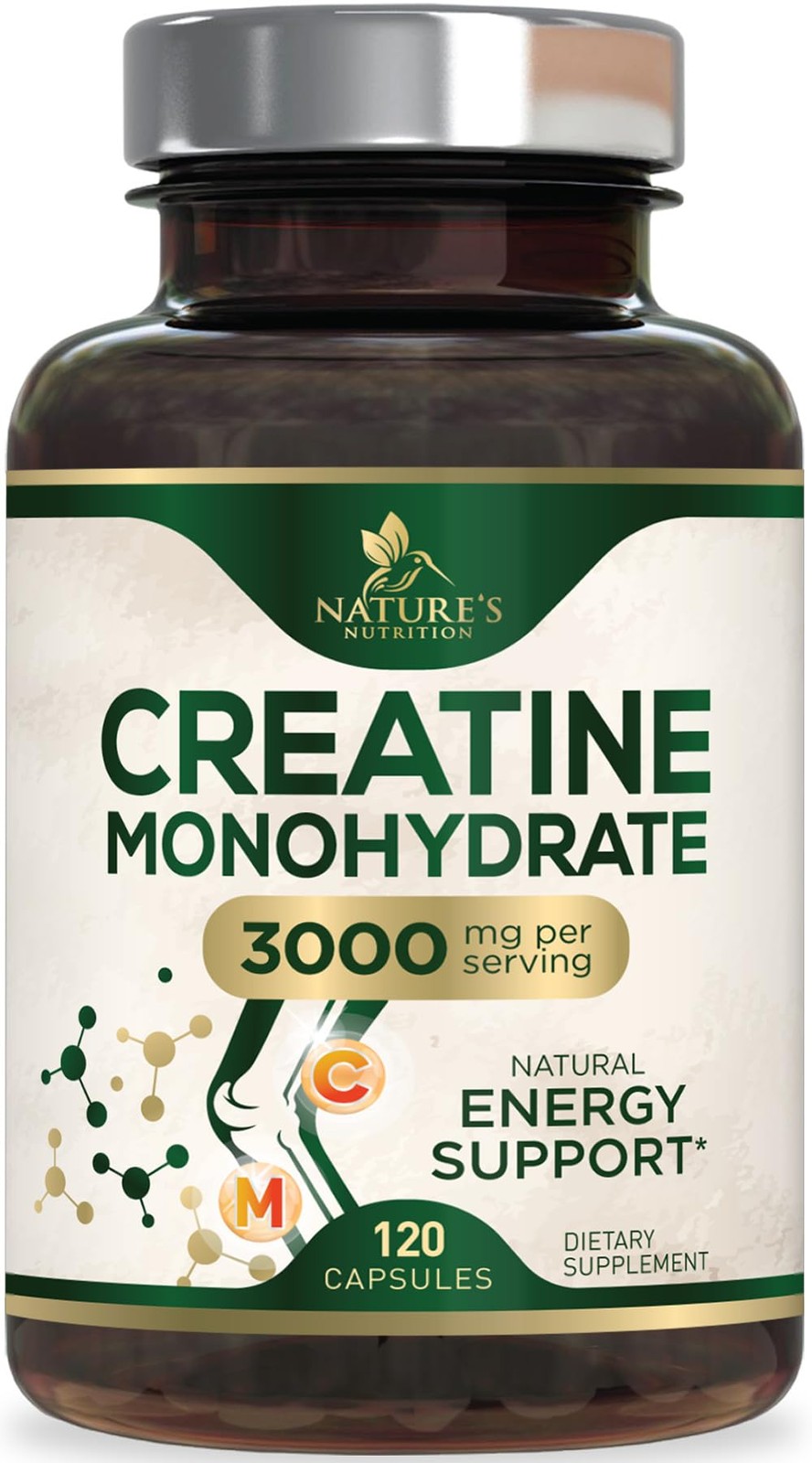 Creatine Monohydrate 3000mg Per Serving – Micronized 120 Count (Pack of 1)
