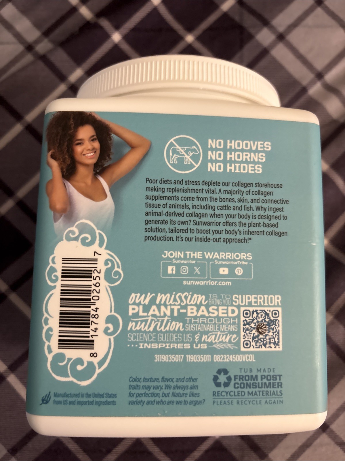 Sunwarrior Collagen Protein Powder with Biotin Tahitian Vanilla Flavor 1.1 lb