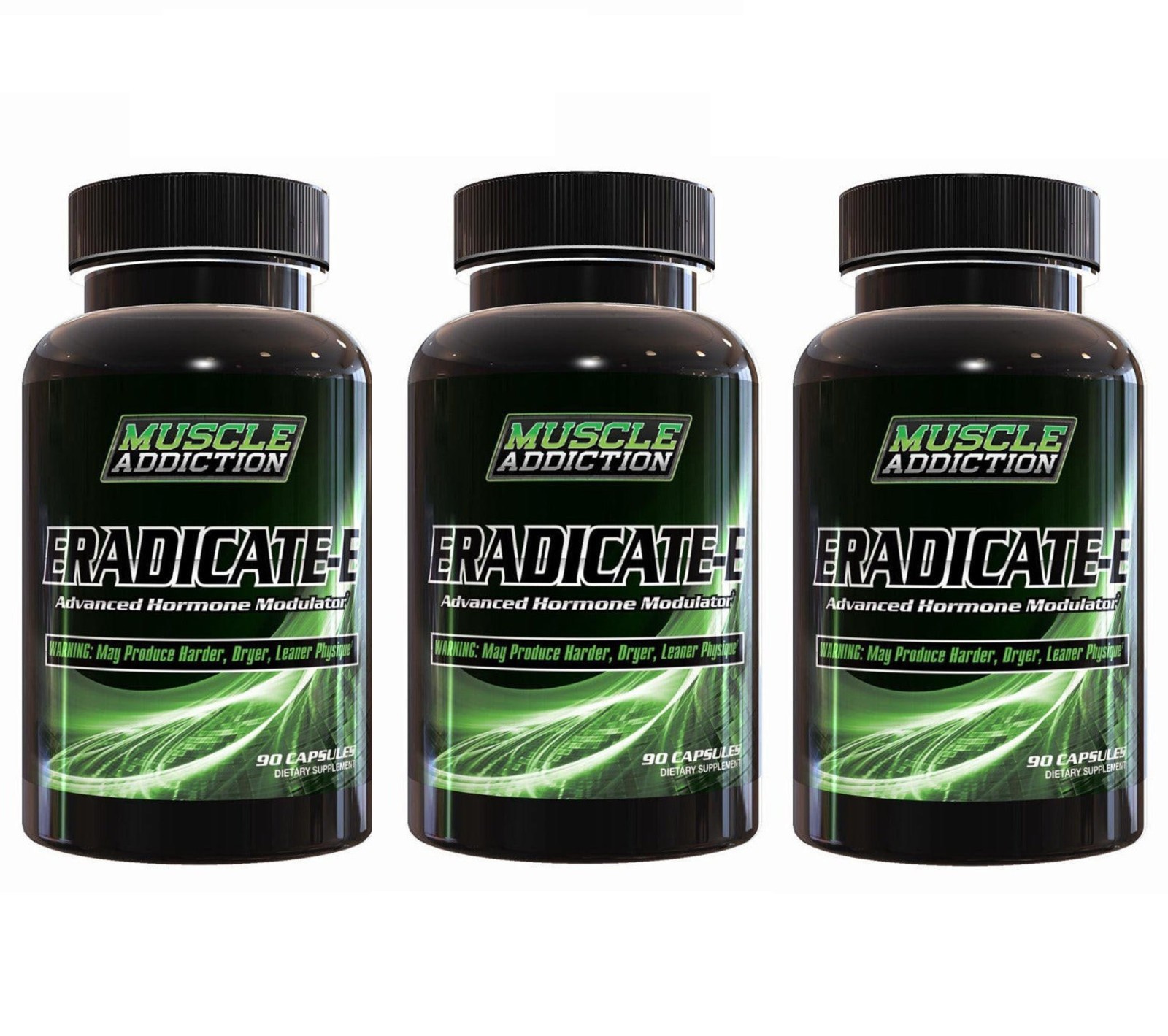 Muscle Addiction ERADICATE-E Lean Dry Muscle Gains Estrogen Blocker – 3 Bottles