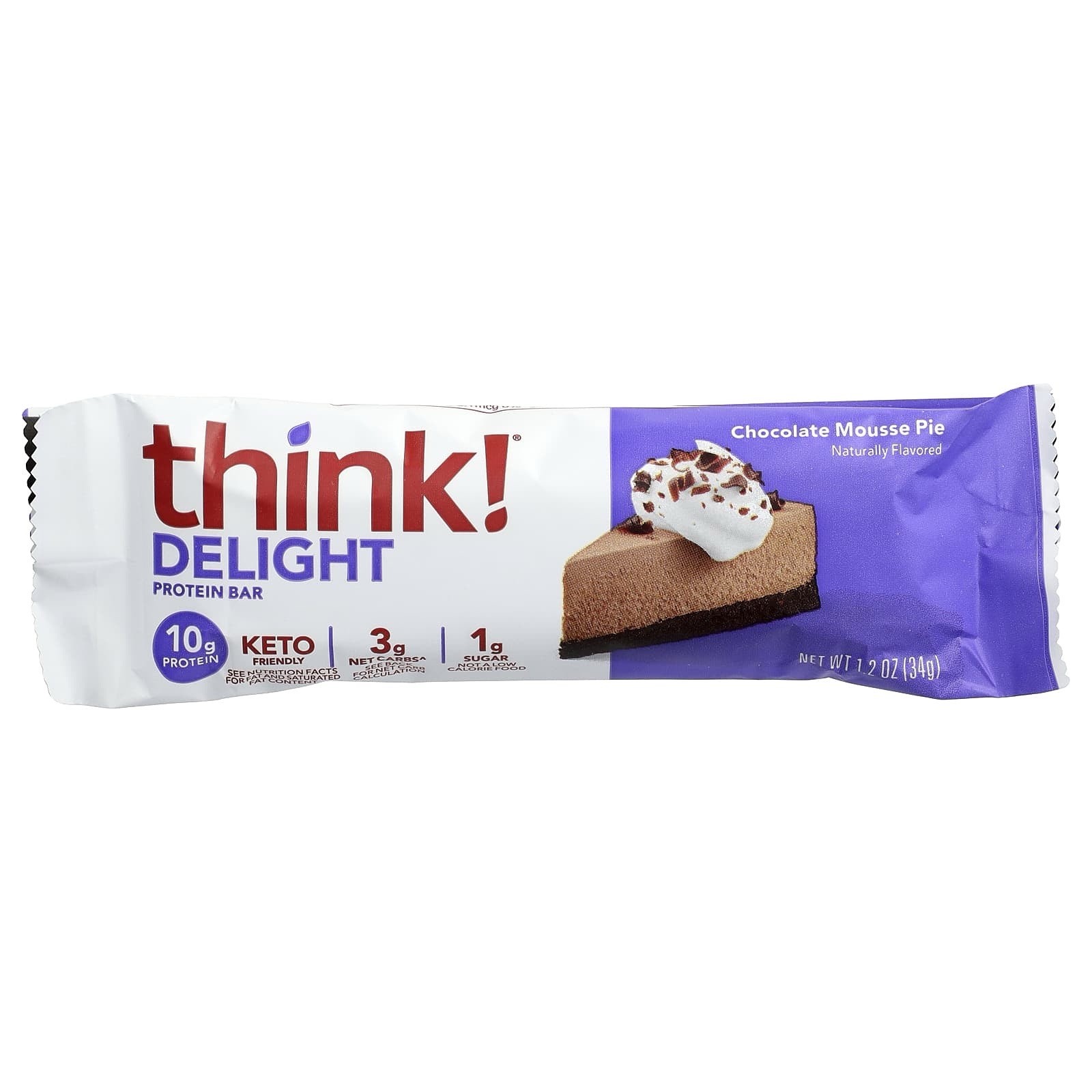 think! Protein Bar Chocolate Mousse Pie 34g Protein 10 Bars EXP 08/2026
