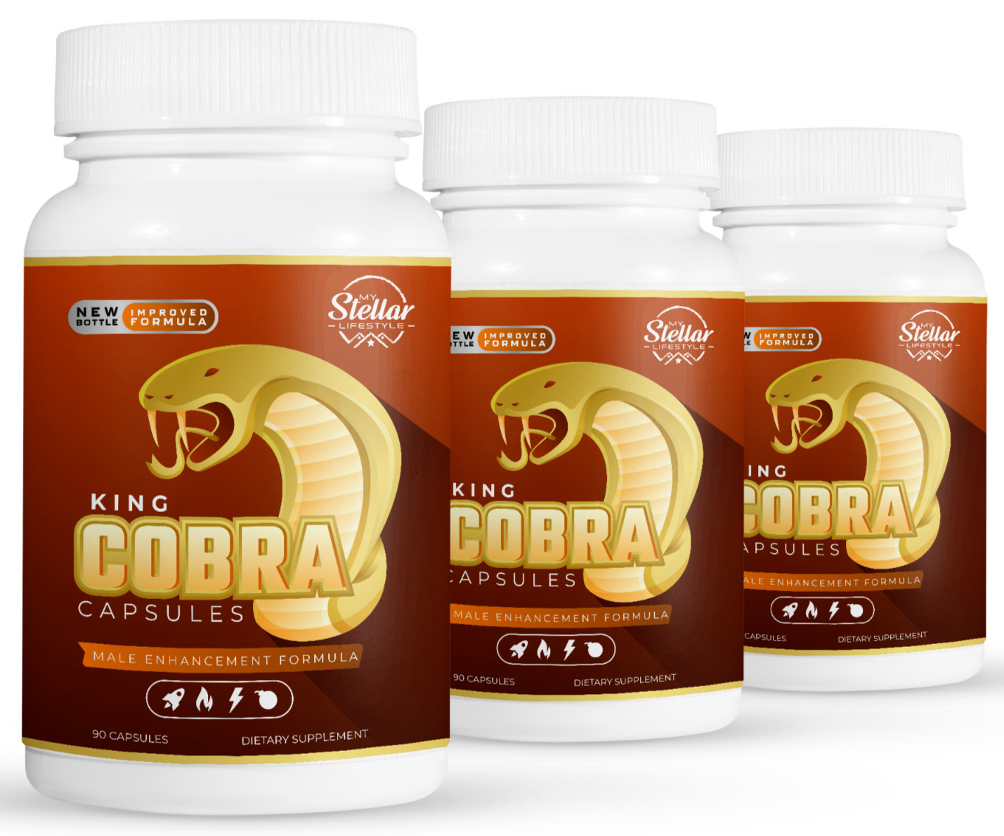 3 Pack King Cobra Capsules for Men-New Improved Formula-90 Capsules x3
