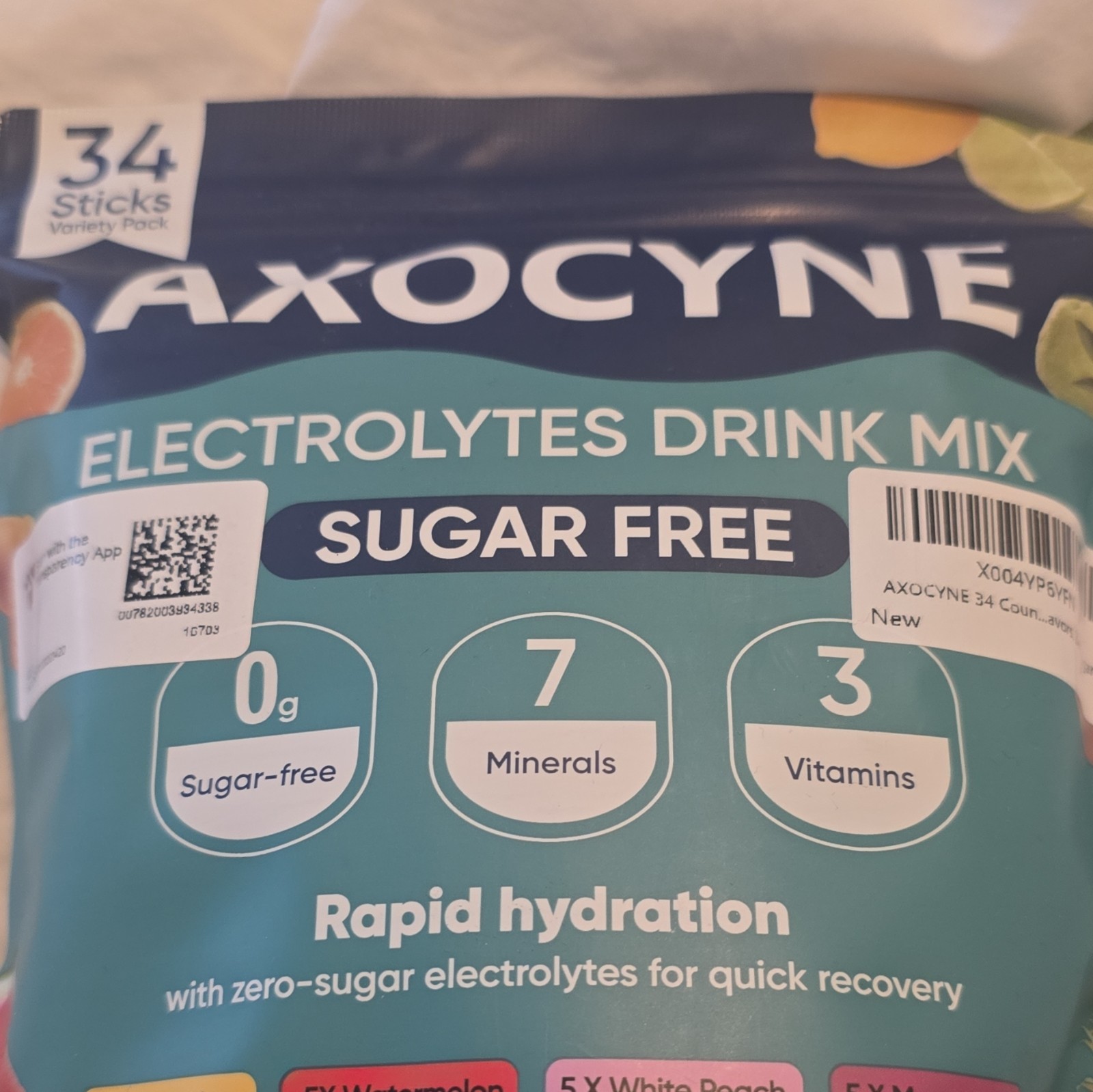 AXOCYNE Electrolytes Drink Mix Powder Packets Variety 34 Sticks Sugar Free