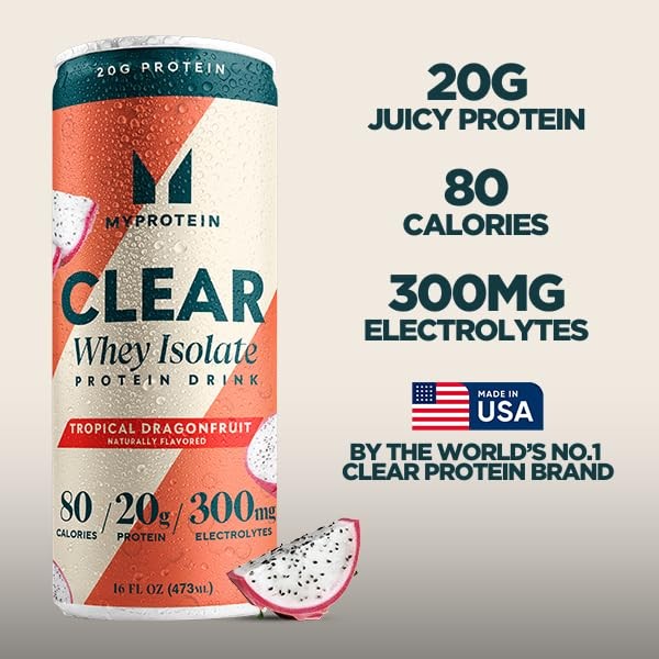Myprotein Clear Whey Isolate Ready-To-Drink Protein Lemonade 16 Fl Oz Pack Of