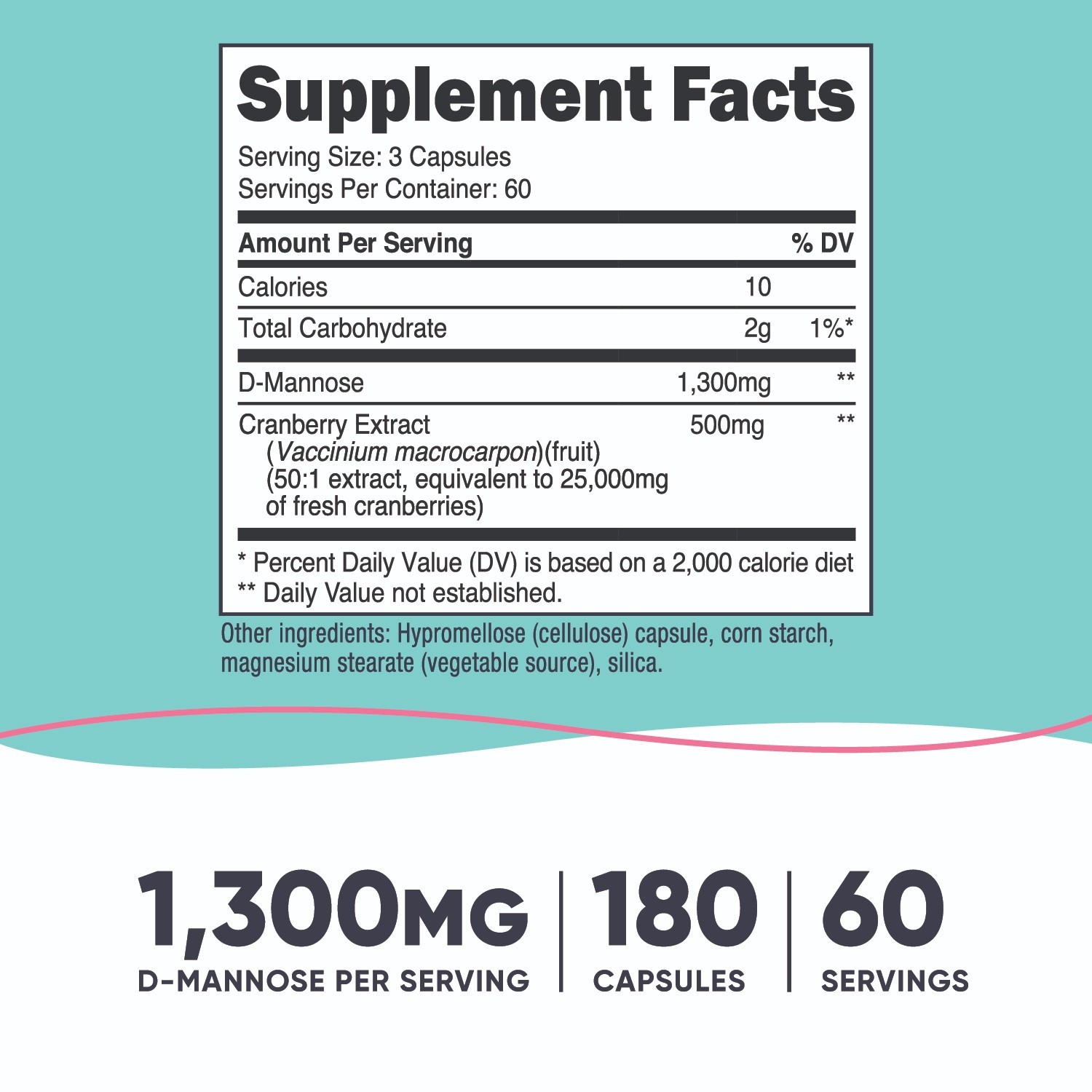 Nutricost D-Mannose with Cranberry Extract for Women 1300mg 180 capsules