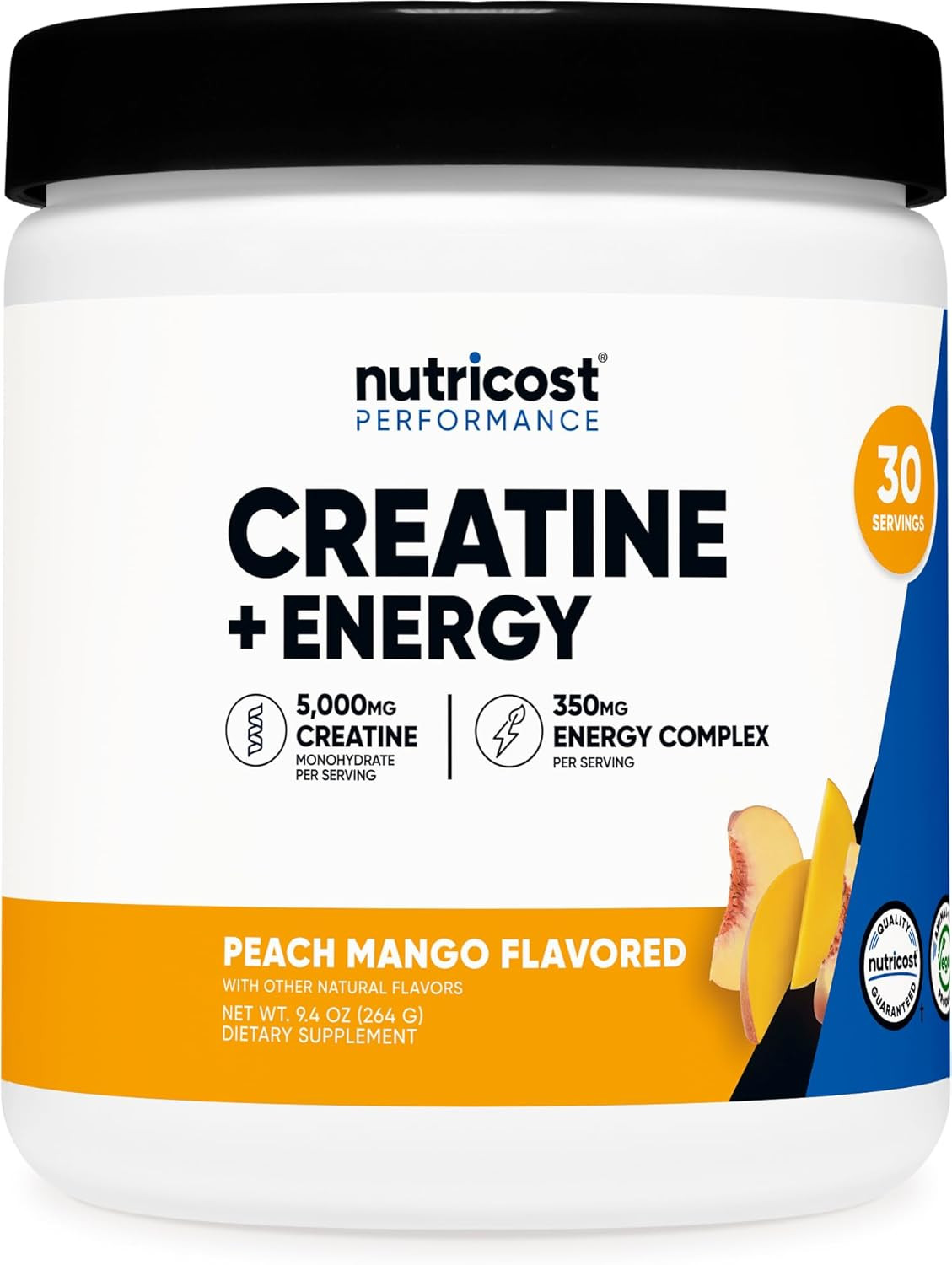 Creatine + Energy 30 Servings (Peach Mango Flavored) – 5,000Mg Creatine Monohydr