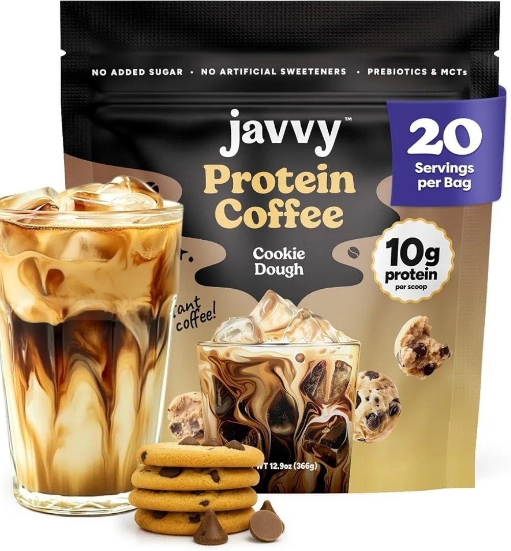 Javvy Protein Coffee Powder Cookie Dough 20 Servings 12.9 oz Prebiotics