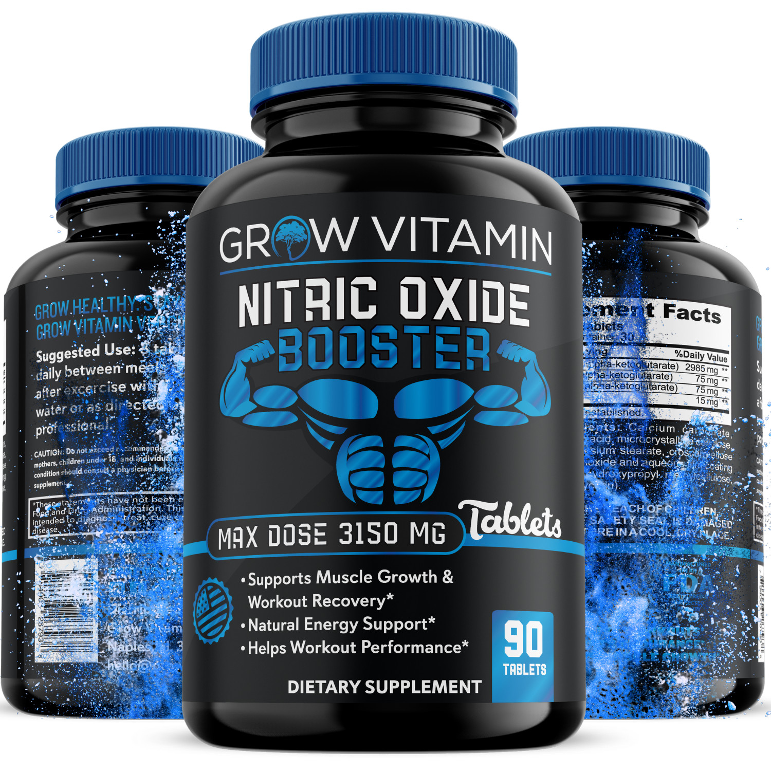 Nitric Oxide Booster Supplement w/ L-Arginine 3150 HIGHEST POTENCY Muscle Pump