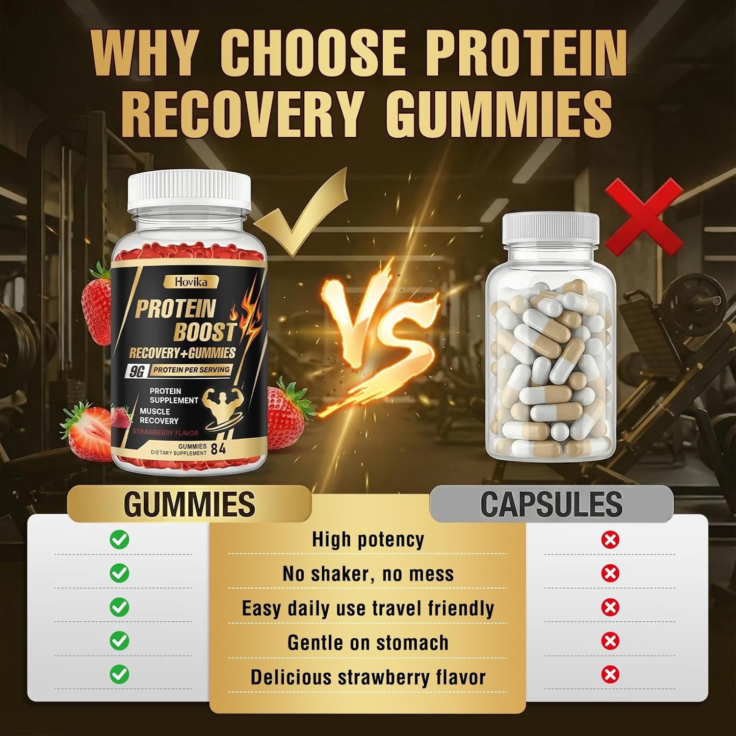 Whey Protein Gummies, 9g Protein per Serving, Easy to Take Snacks for Men & Wome