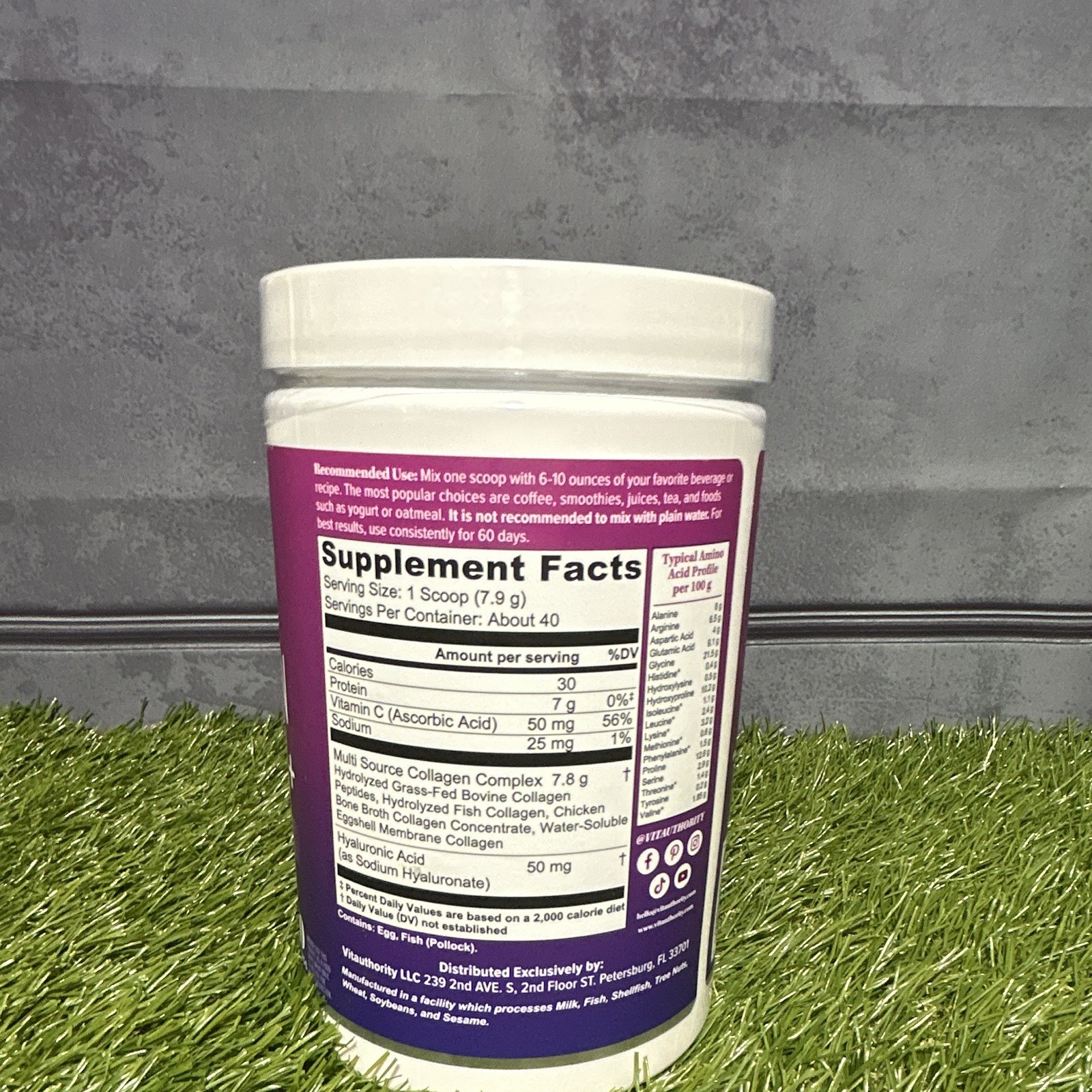 Vitauthority Multi Collagen Protein+ Unflavored Powder 8.26 oz w/ Vitamin C