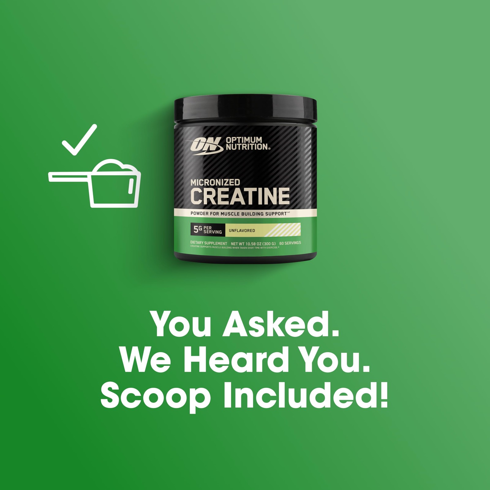 Optimum Nutrition Creatine, Micronized 60 Servings (Pack of 1), Unflavored