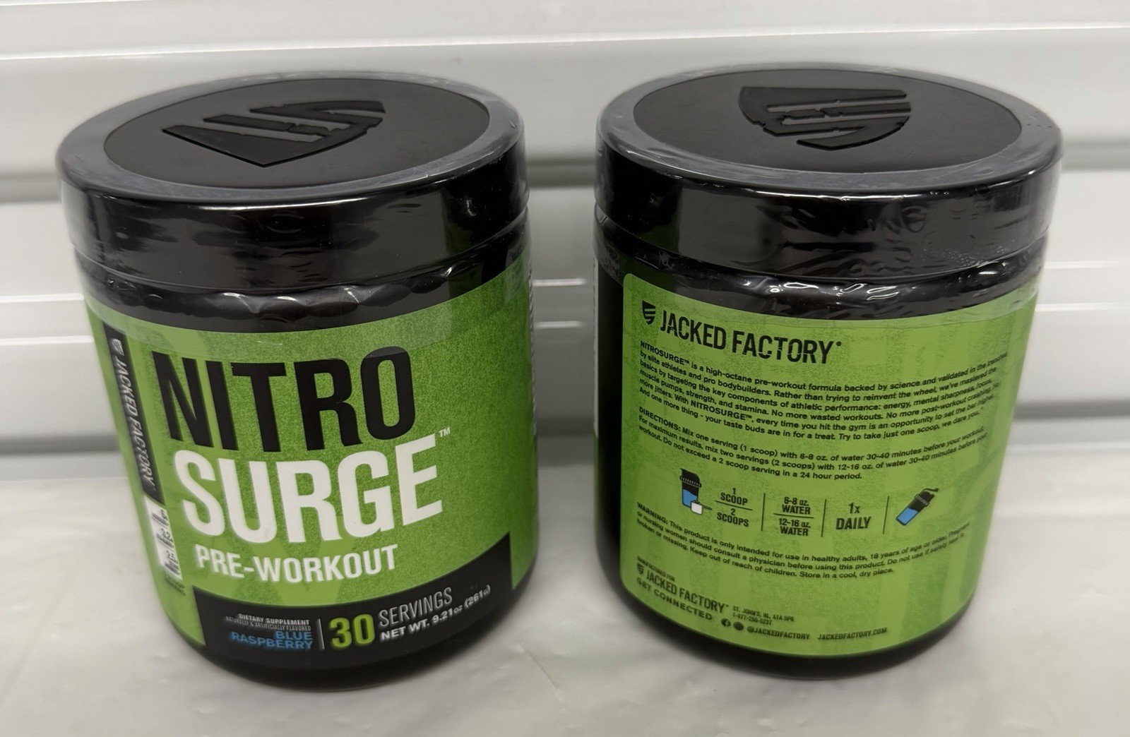 Jacked Factory Nitro Surge Pre-Workout Lot of 2 Blue Raspberry Exp 02/2028