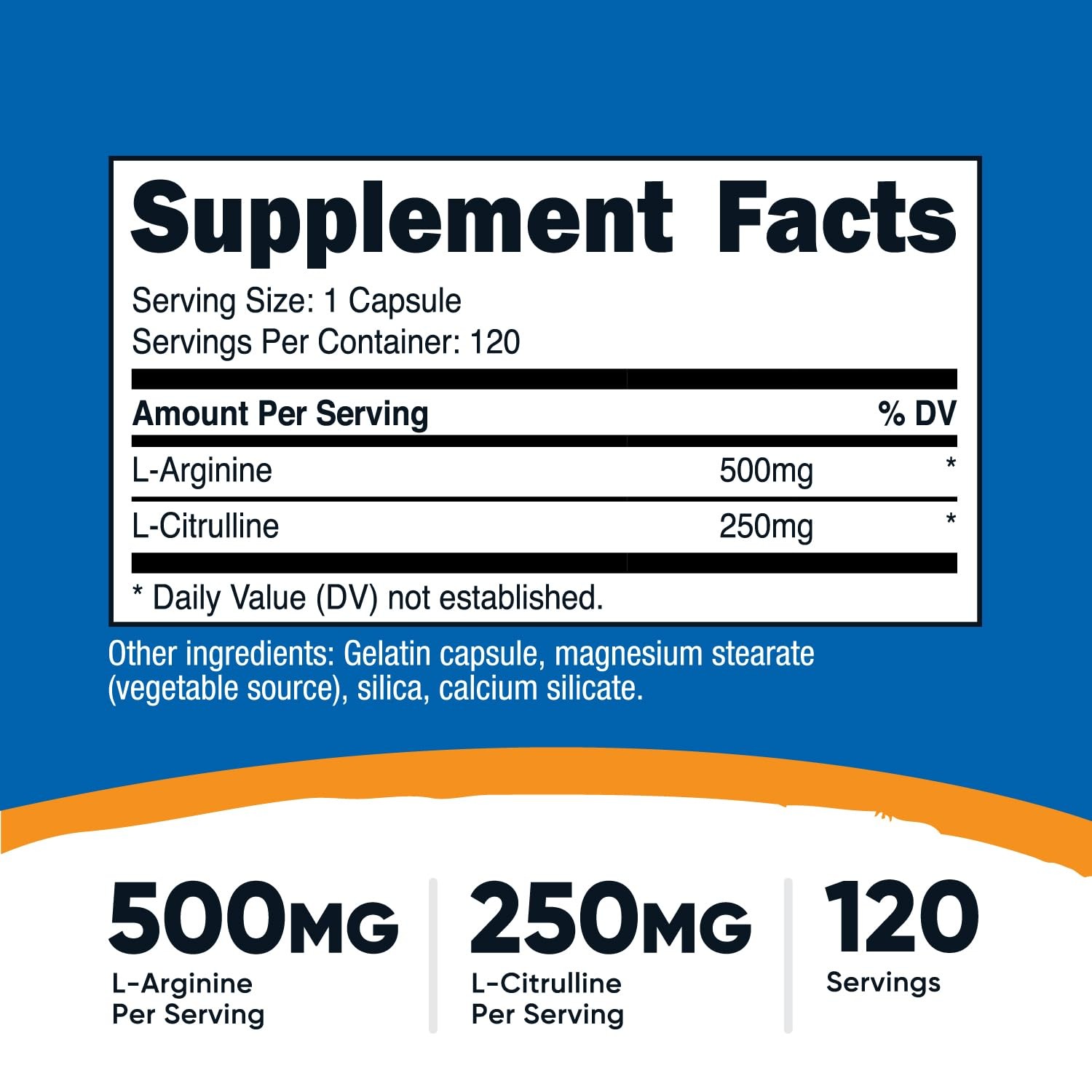 Nutricost L-Arginine L-Citrulline Complex 120 Count (Pack of 1), Multicolor