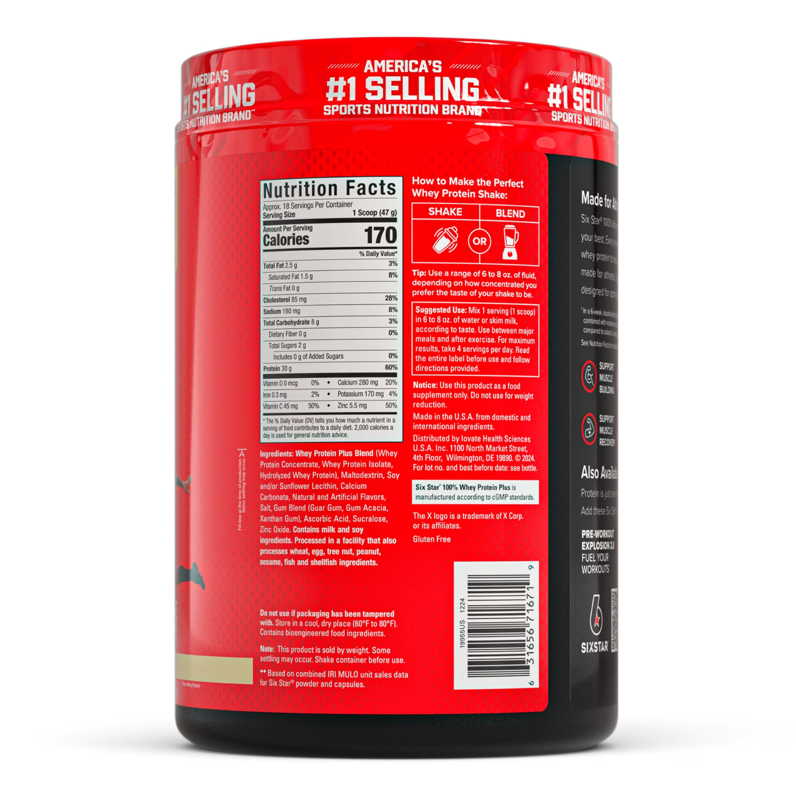 Six Star 100% Whey Protein Powder Plus Vanilla Cream 30g Protein 1.81 lb