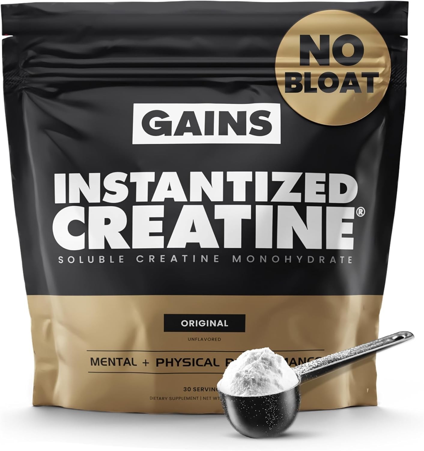 Gains in Bulk Instantized Creatine Powder Monohydrate Unflavored, 30 Servings
