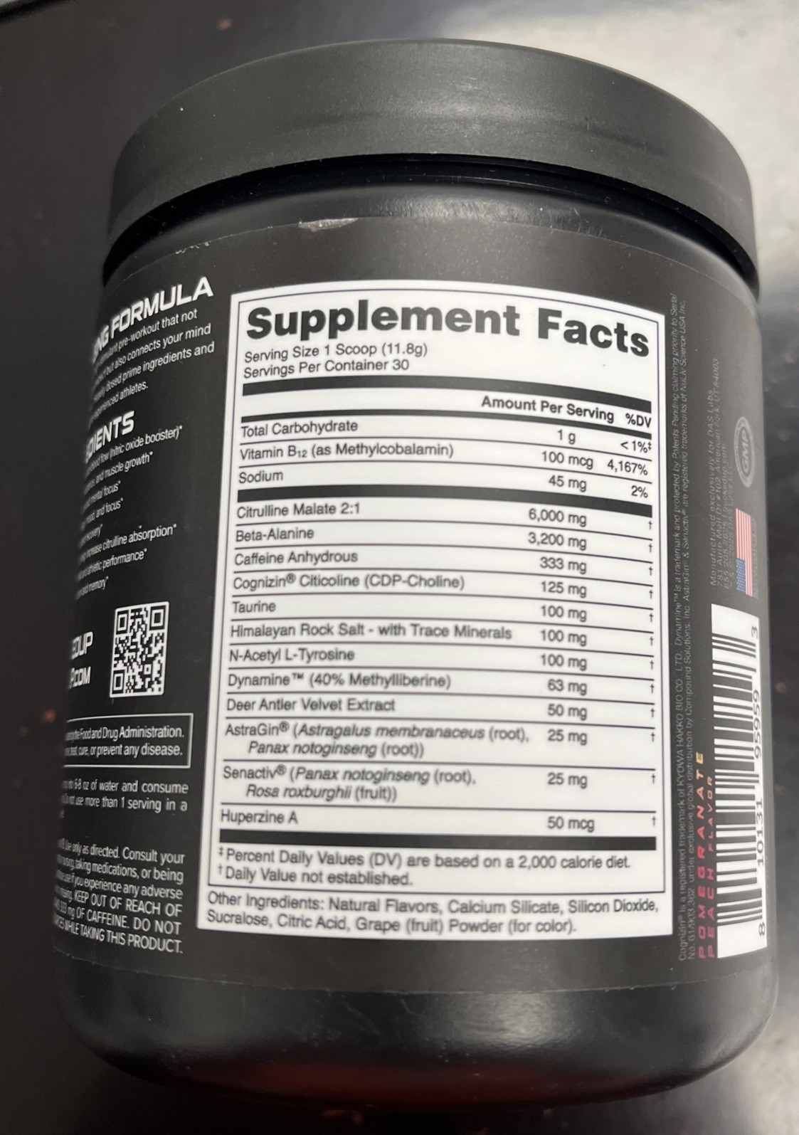 BUCKED UP NOOTROPIC PRE-WORKOUT PEACH POM HIGH STIM 30 SERV – 12.5 OZ EXP. 10/27