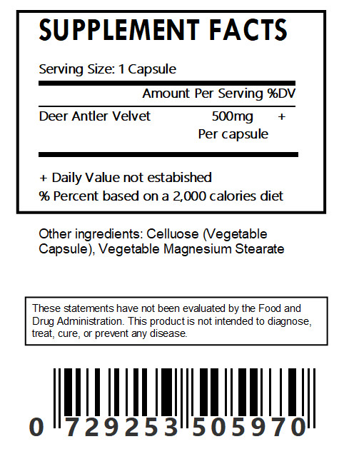Deer Antler Velvet Extract Powder 4:1 Capsules (Cervi Cornu) 500mg w/ Free Ship