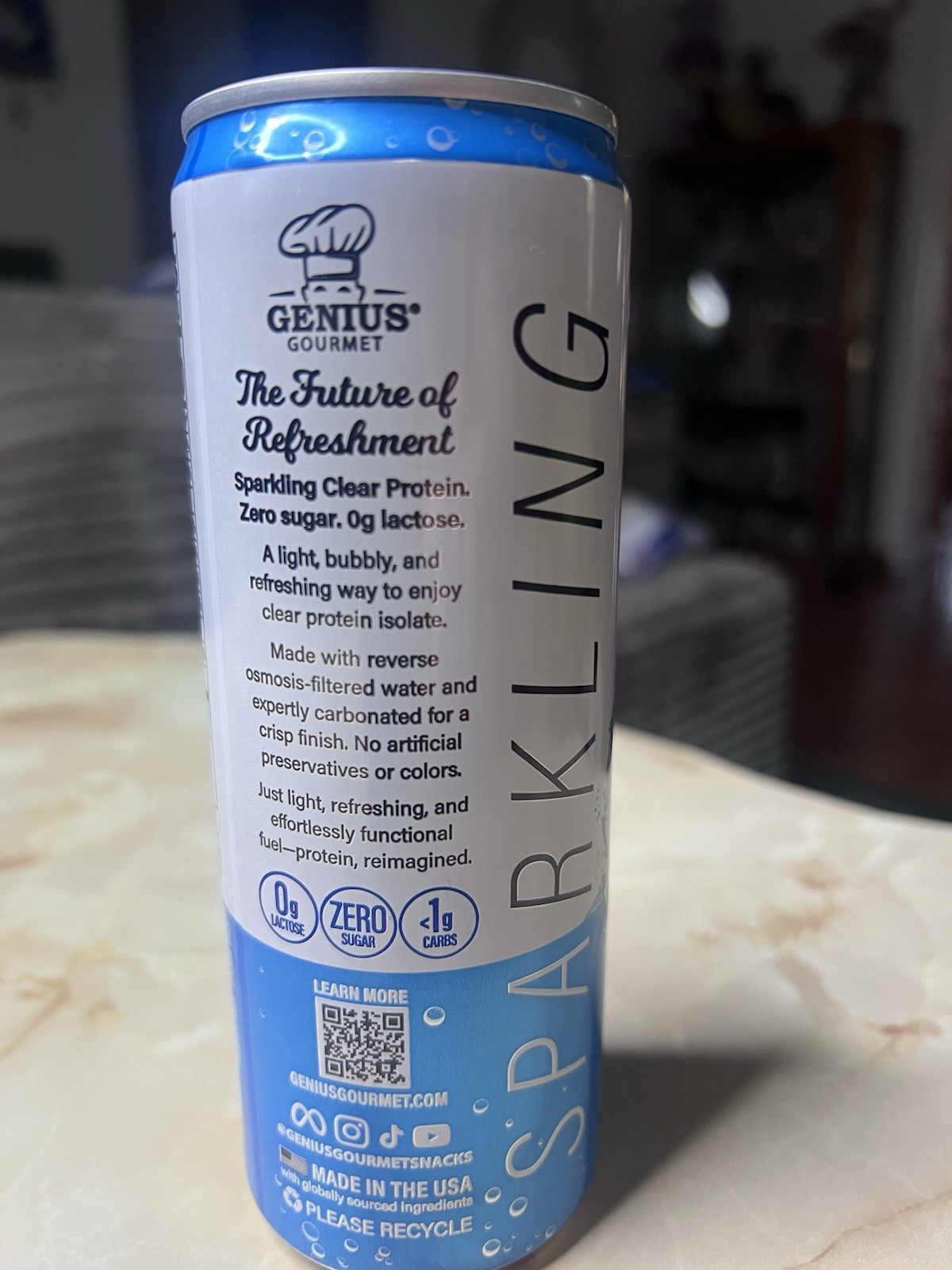 Genius Gourmet Sparkling Protein 30g Blue Rasberry Lemonade 12 Oz – Lot Of 11
