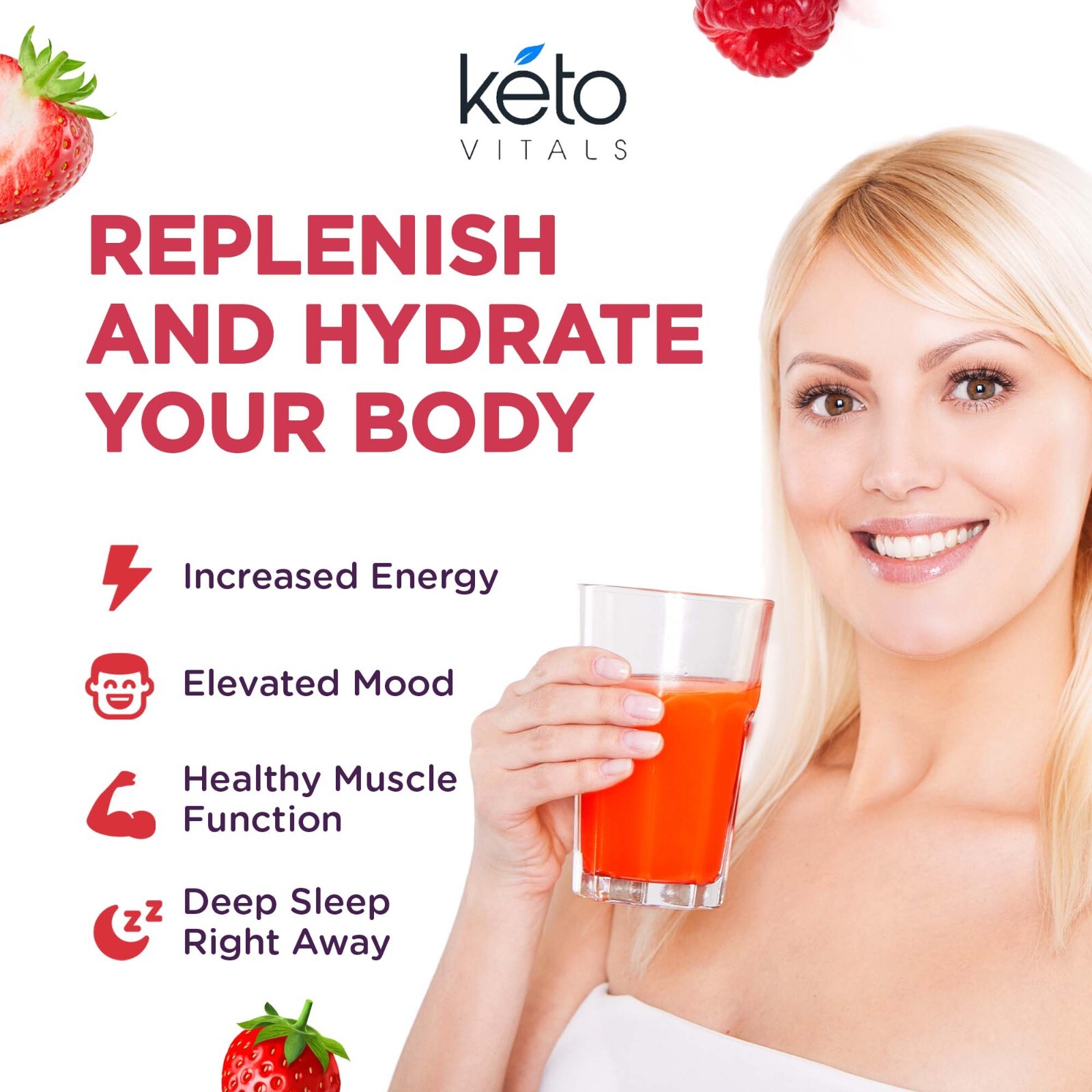 Keto Vitals Electrolyte Powder Electrolytes Supplement Energy Drink Fruit Punch