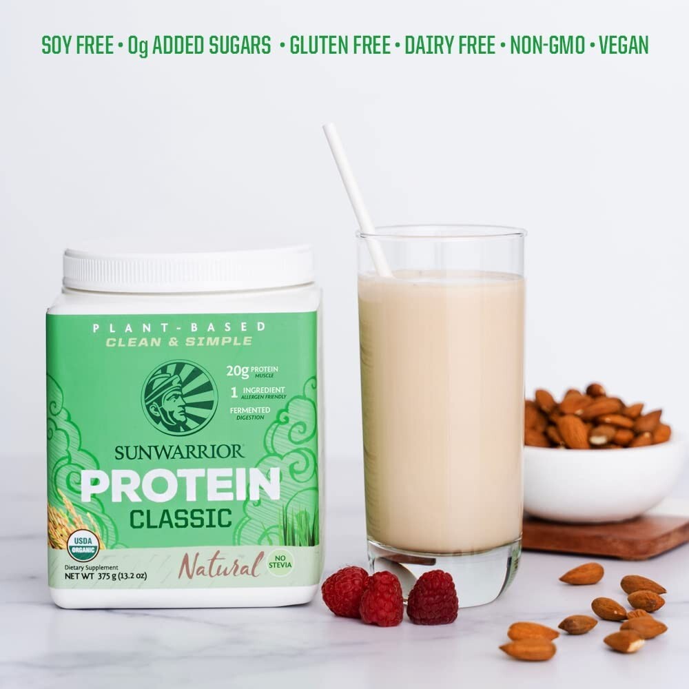 Sunwarrior Classic Organic Brown Rice Vegan Protein Powder, 375g, Unflavored
