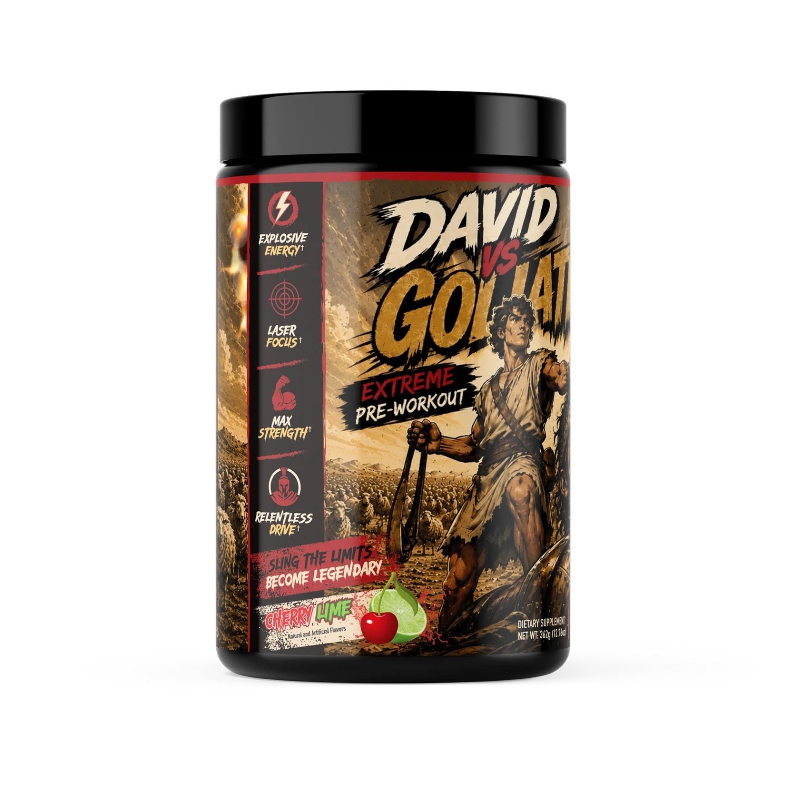 David VS Goliath Extreme High Stim Pre-Workout Free pocket Bible with Purchase.