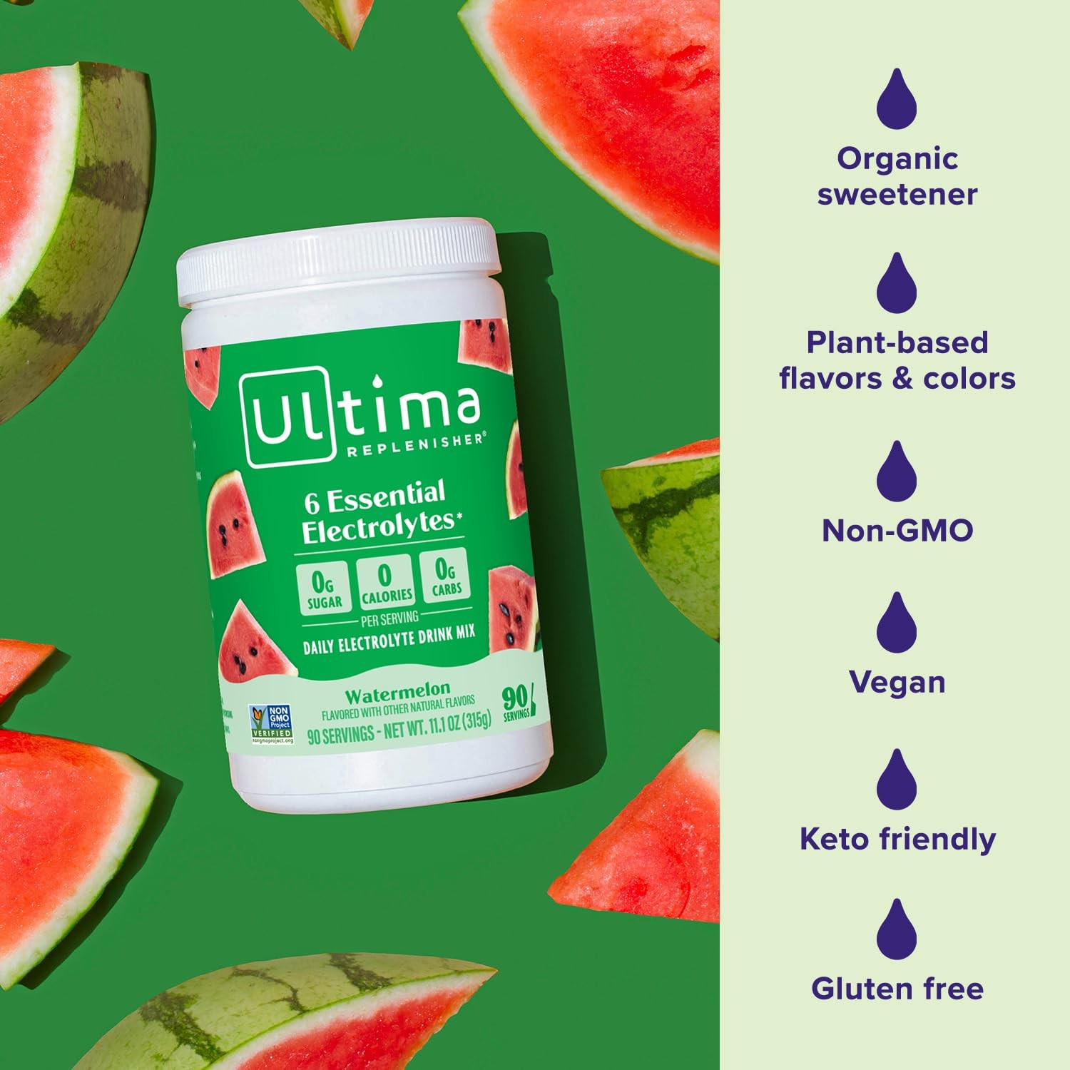 Ultima Replenisher Daily Electrolyte Powder Drink Mix – Sugar Free – Watermel…