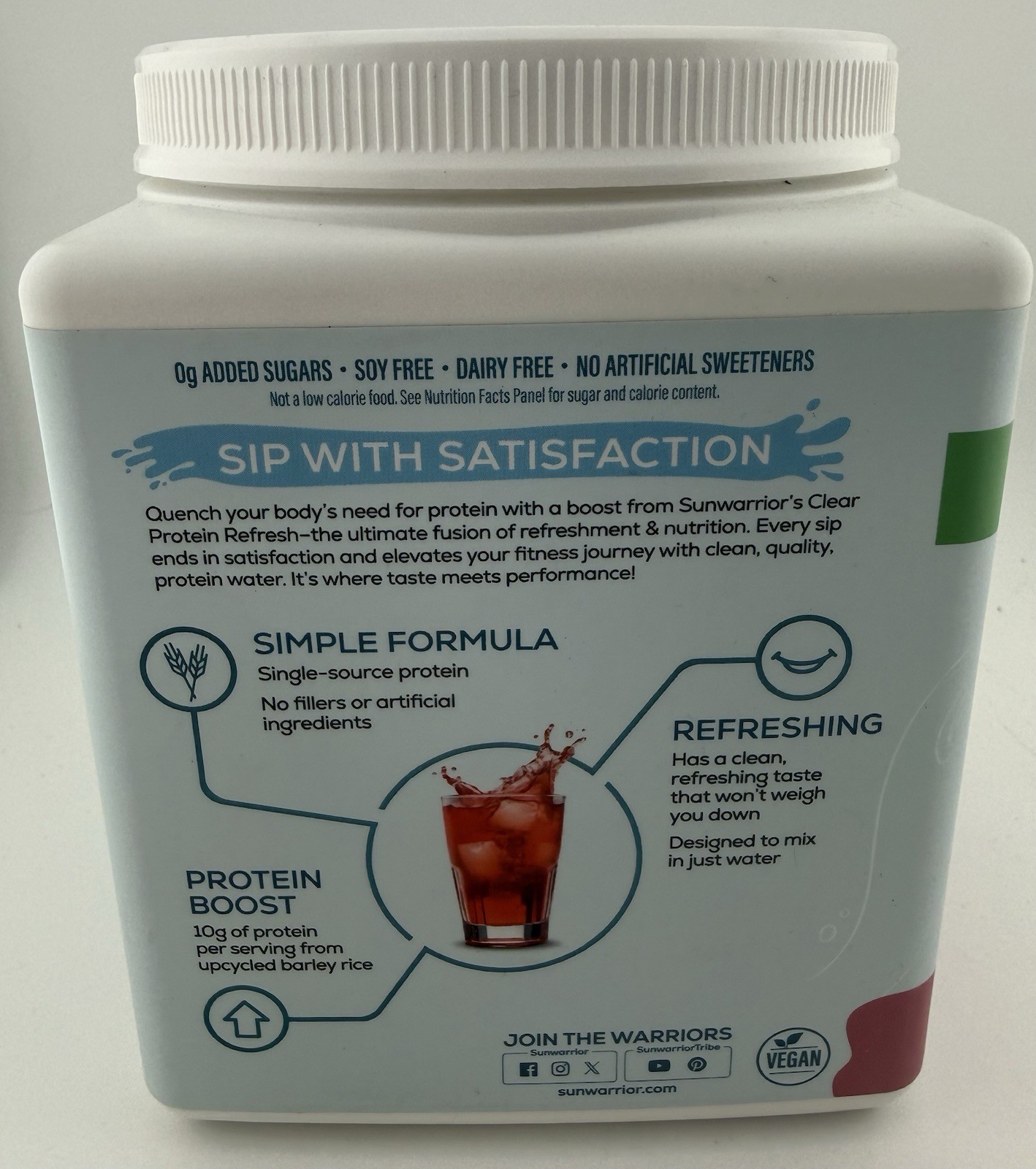 SunWarrior Plant Based Clear Protein Refresh Raspberry 14.8 Oz 30 Servings