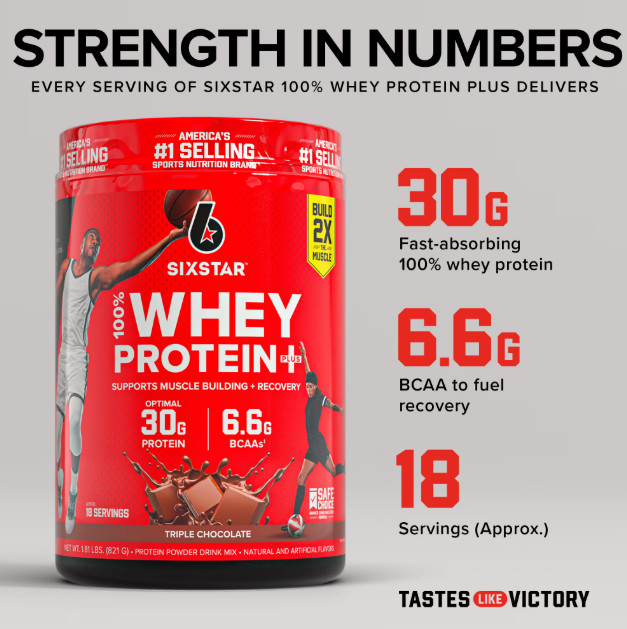 Six Star 100% Whey Protein Powder Plus Triple Chocolate 1.81lb 30g Pro
