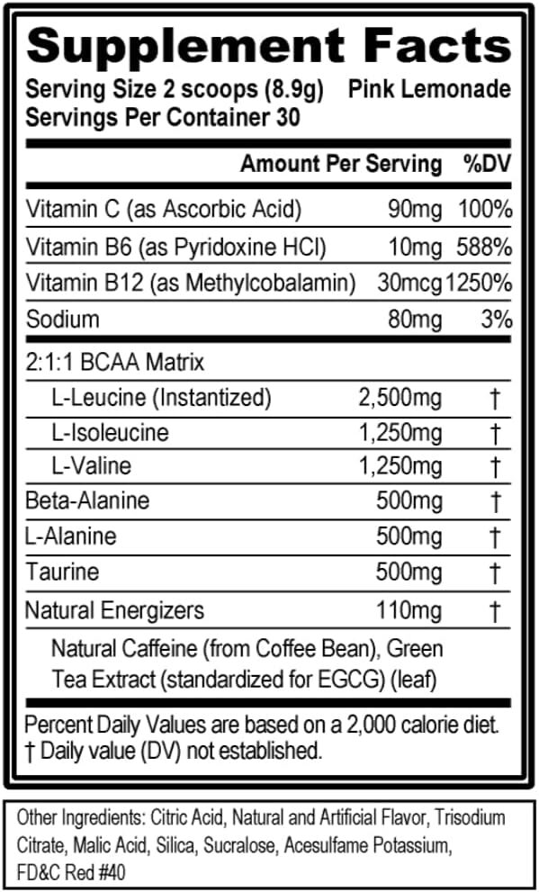EVL Evlution Nutrition BCAA Energy Amino Acid Pre-Workout Powder – 30 & 65 Srv